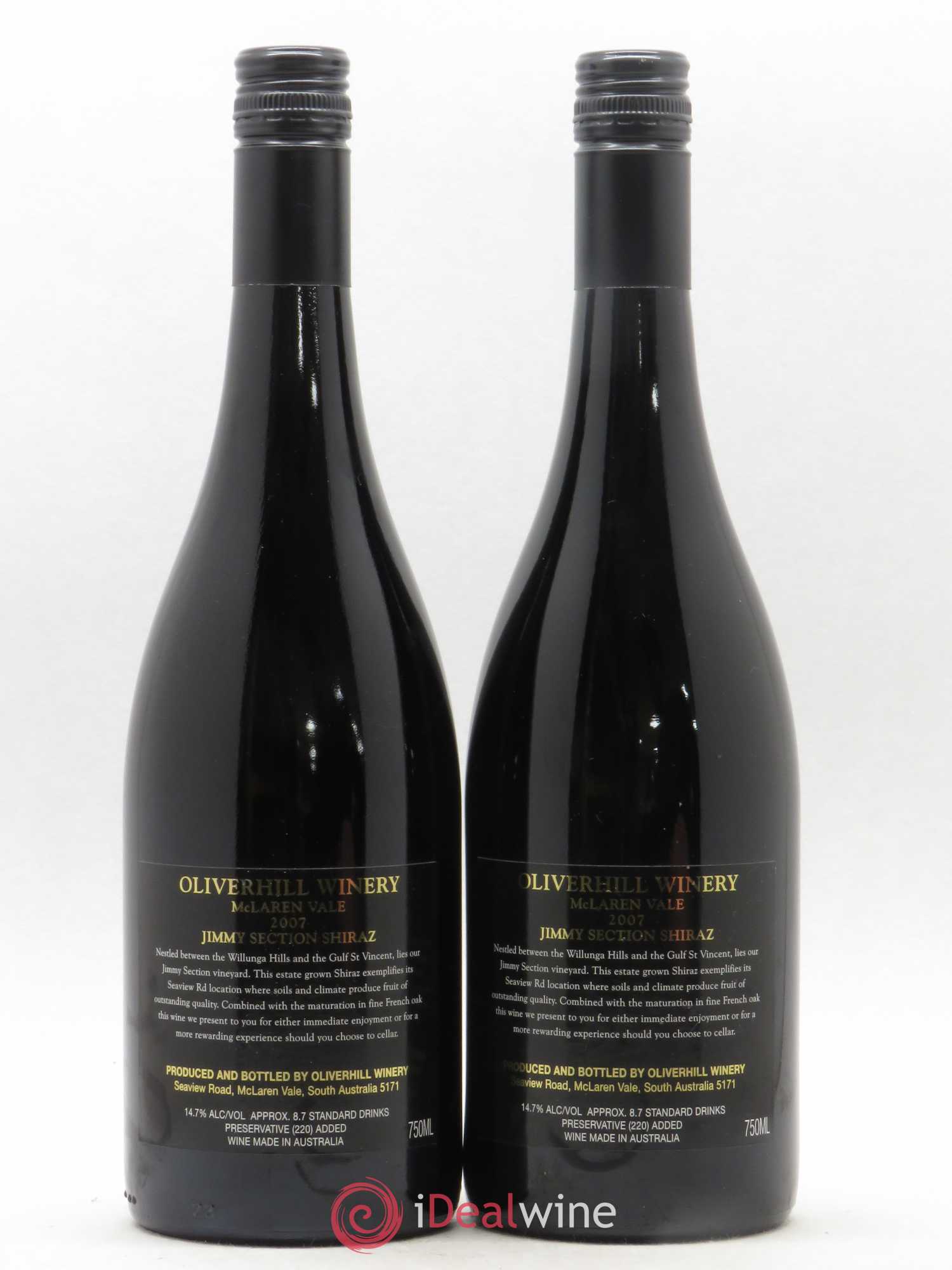 Australie Shiraz Oliverhill Jimmy Section 2007 - Posten von 2 Flaschen - 1