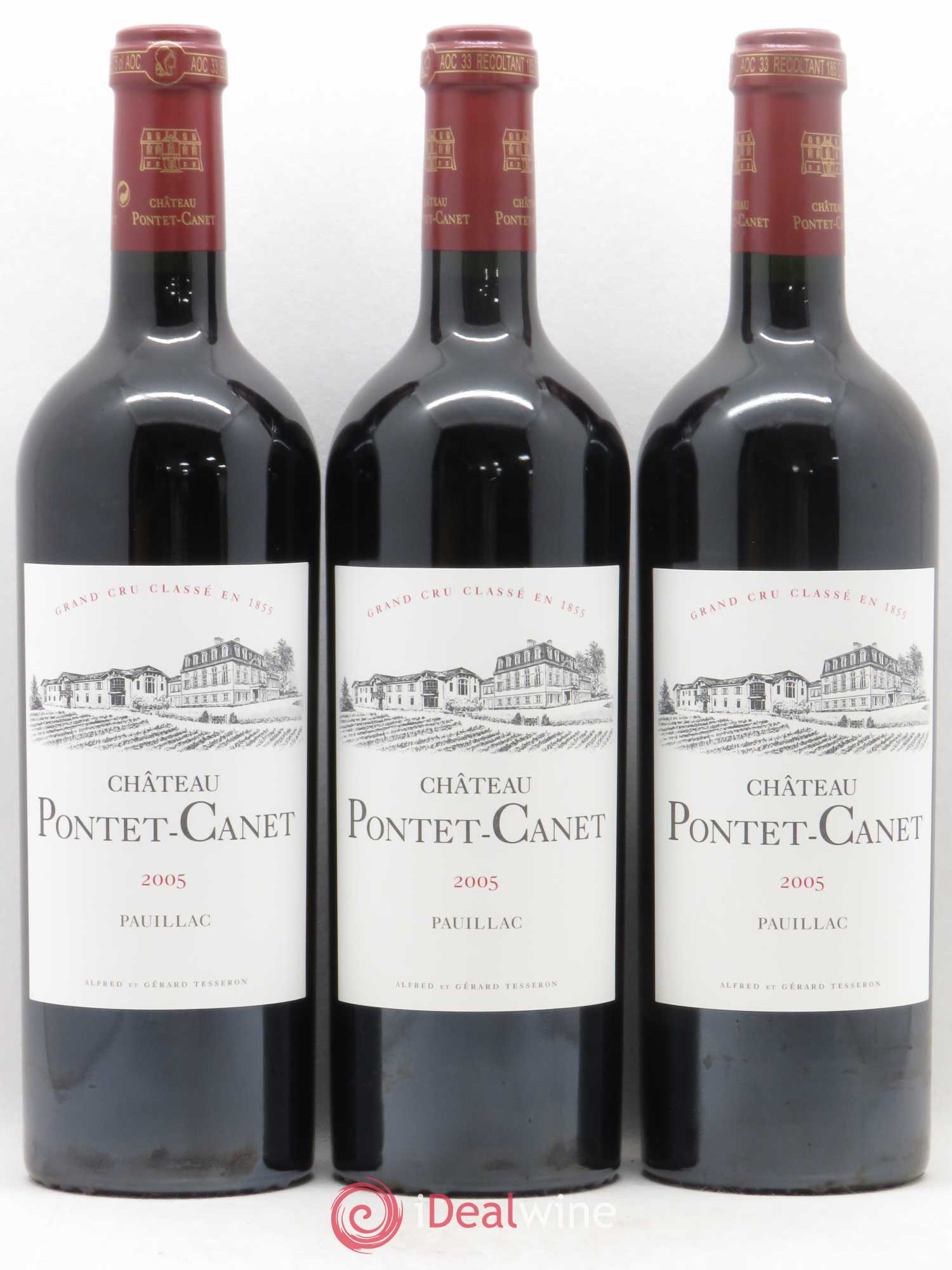 Château Pontet Canet 5ème Grand Cru Classé 2005 - Lot de 3 bouteilles - 0