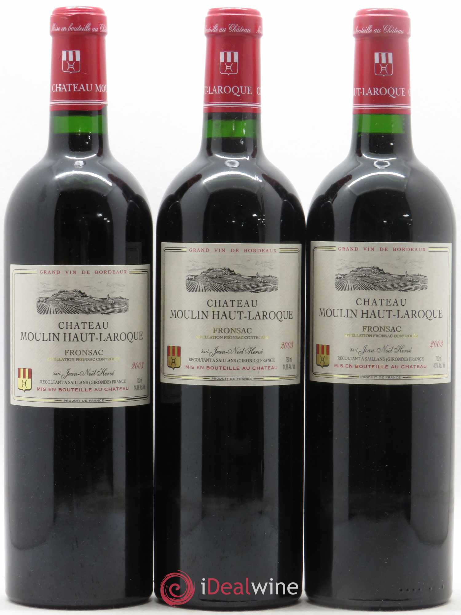 Fronsac Moulin Haut Laroque 2003 - Lot de 3 bouteilles - 0