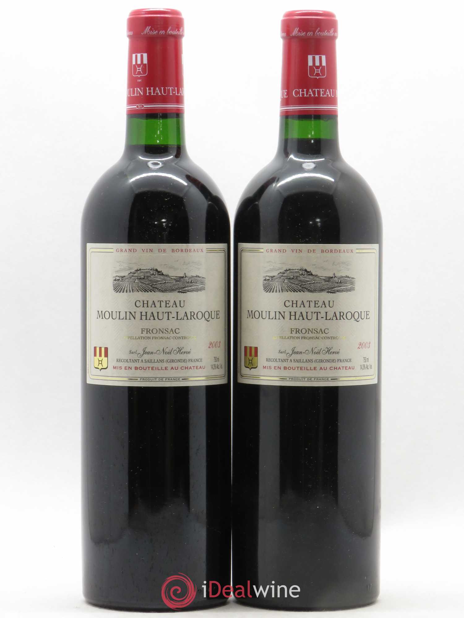 Fronsac Moulin Haut Laroque 2003 - Posten von 2 Flaschen - 0