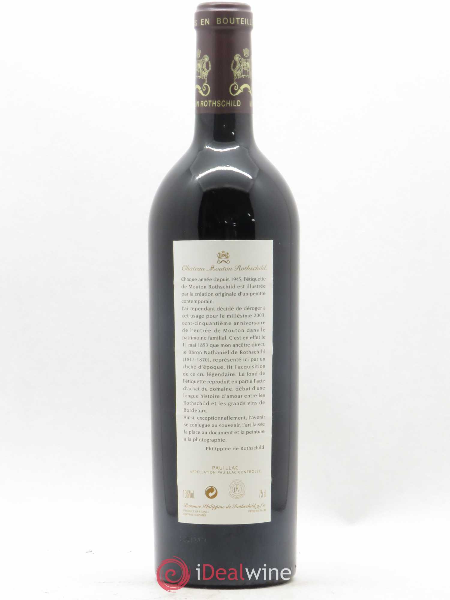 Château Mouton Rothschild 1er Grand Cru Classé 2003 - Lot de 1 bouteille - 1