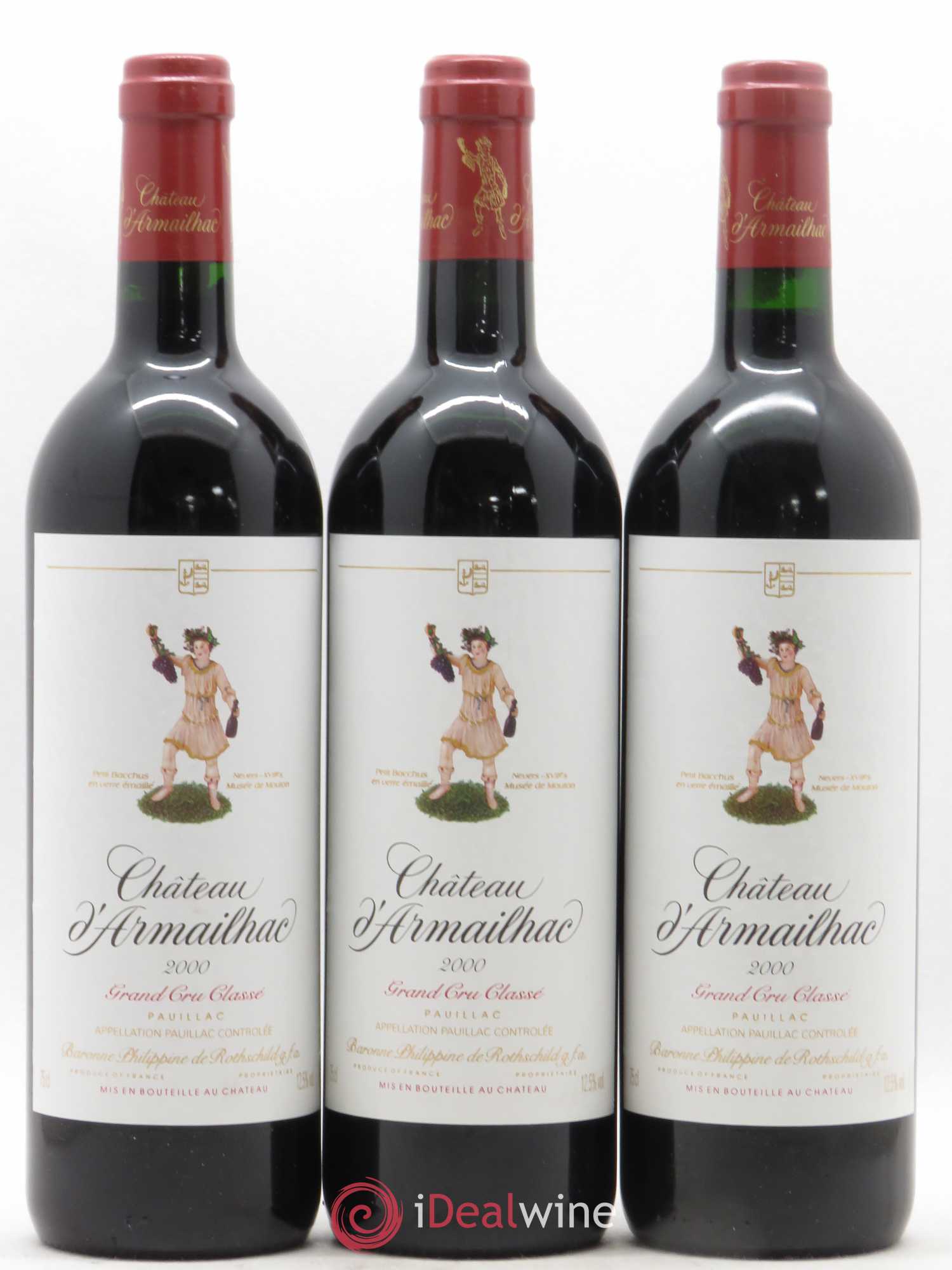 Château d' Armailhac - Mouton Baron(ne) Philippe 5ème Grand Cru Classé 2000 - Lot de 3 bouteilles - 0