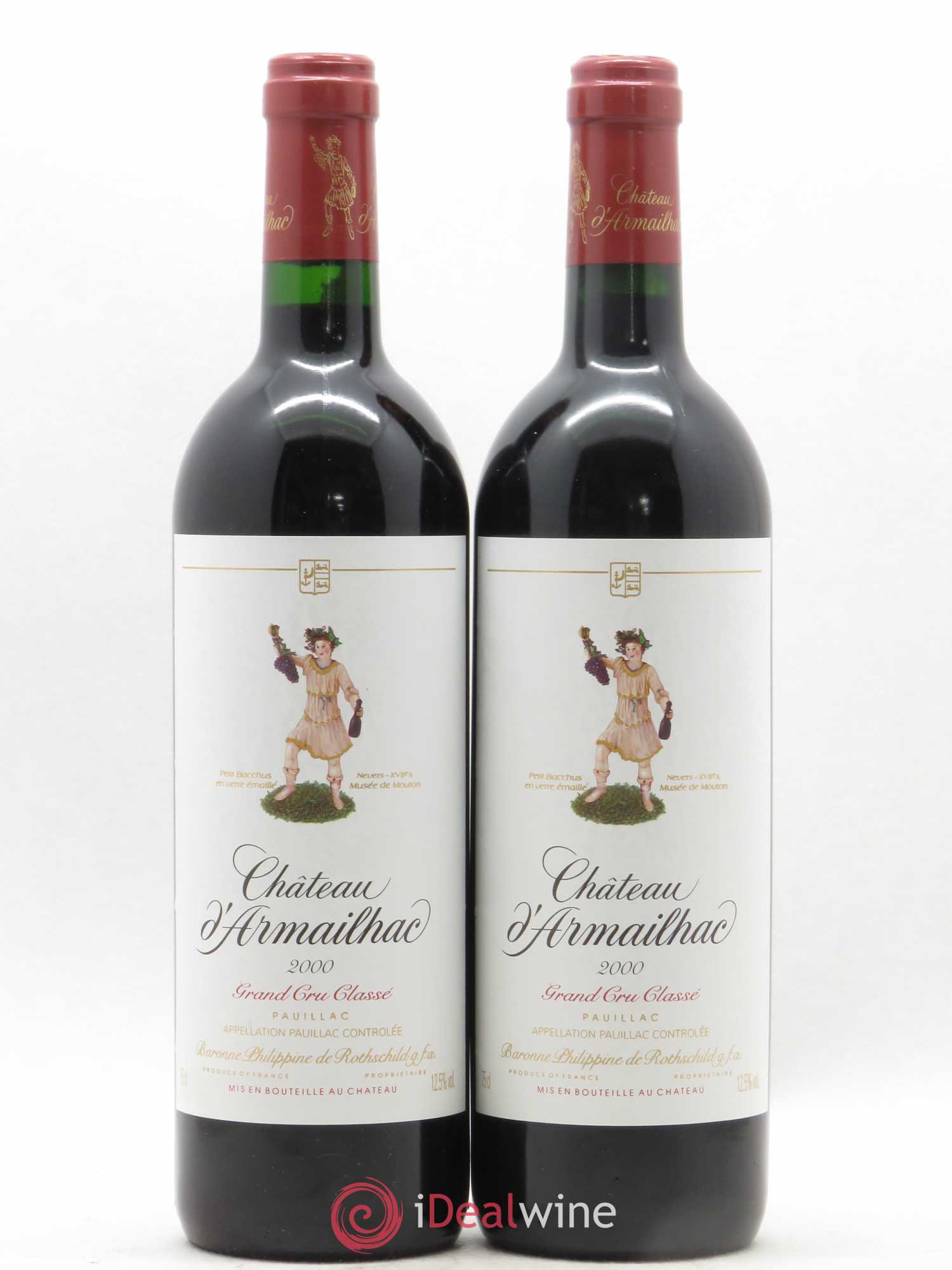 Château d' Armailhac - Mouton Baron(ne) Philippe 5ème Grand Cru Classé 2000 - Lot de 2 bouteilles - 0