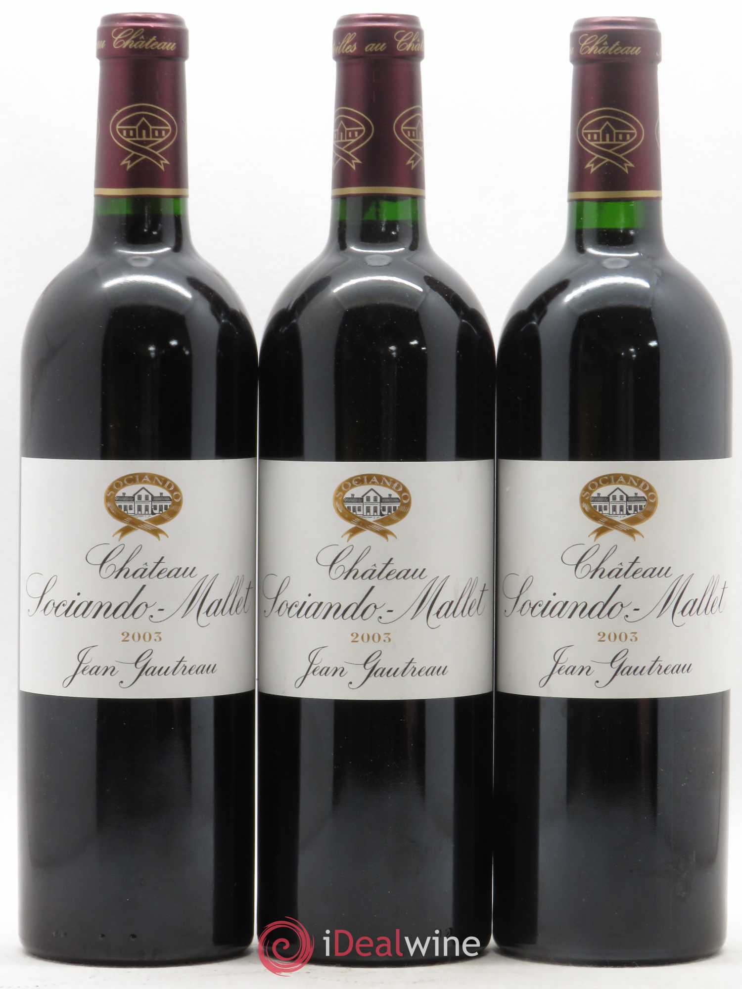 Château Sociando Mallet 2003 - Lot de 3 bouteilles - 0
