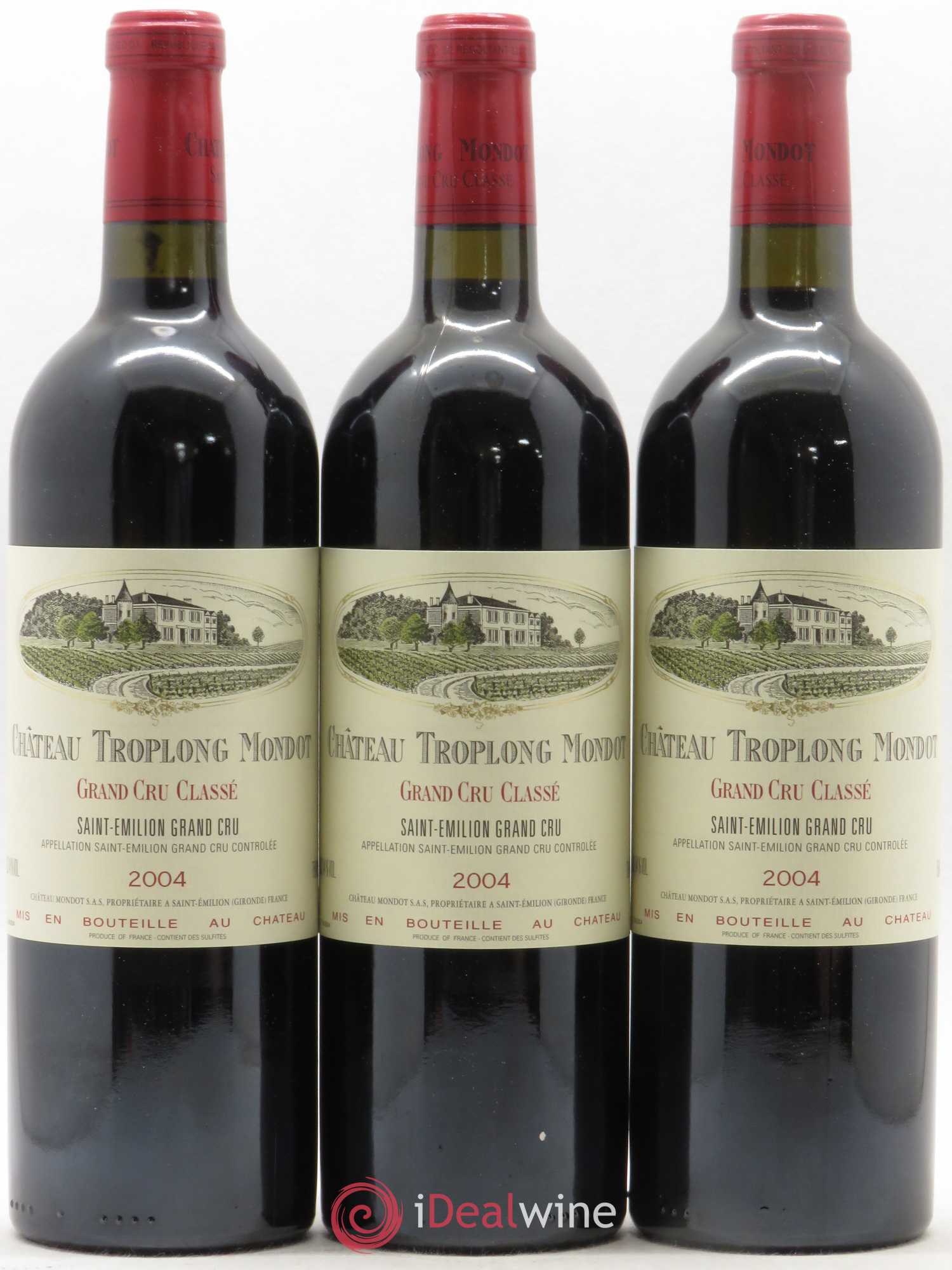 Château Troplong Mondot 1er Grand Cru Classé B 2004 - Lot de 3 bouteilles - 0