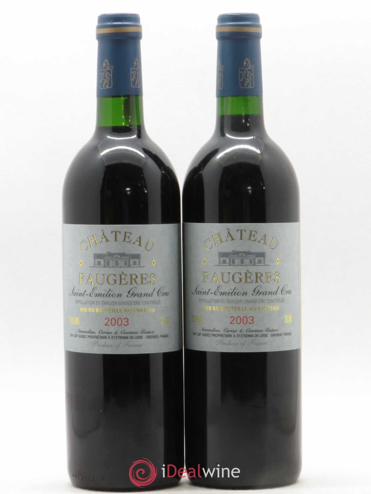 Château Faugères Grand Cru Classé 2003 - Lot de 2 bouteilles - 0