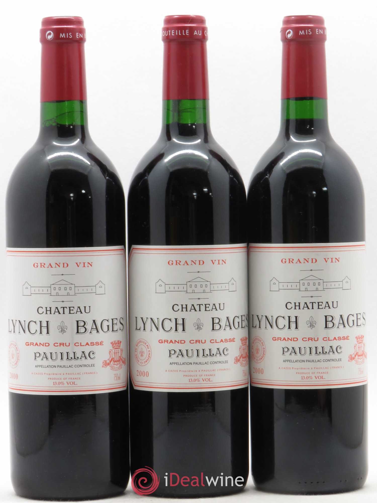 Château Lynch Bages 5ème Grand Cru Classé 2000 - Lot de 3 bouteilles - 0