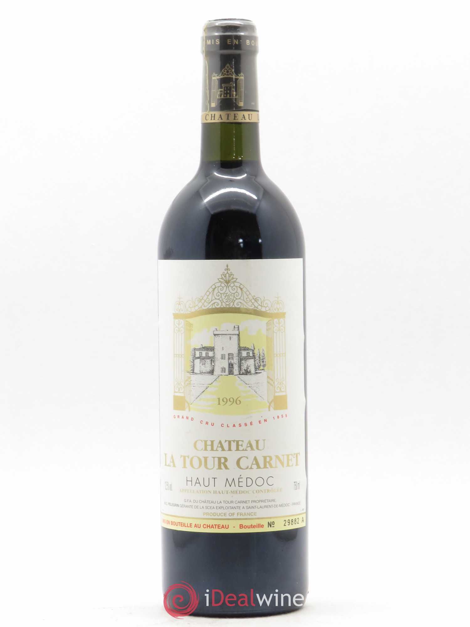 Château la Tour Carnet 4ème Grand Cru Classé 1996 - Lot de 1 bouteille - 0