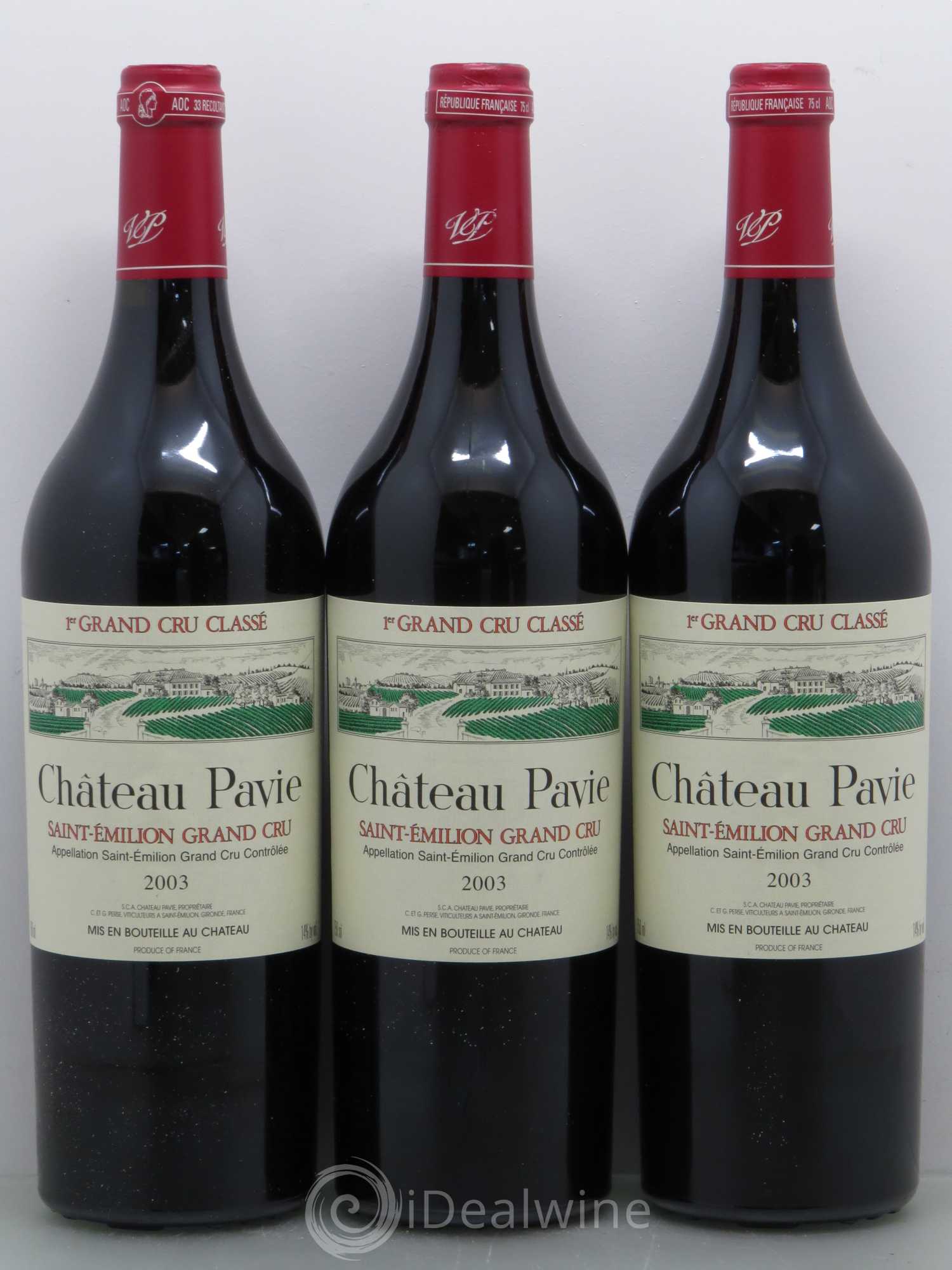 Château Pavie 1er Grand Cru Classé A 2003 - Lot de 3 bouteilles - 0