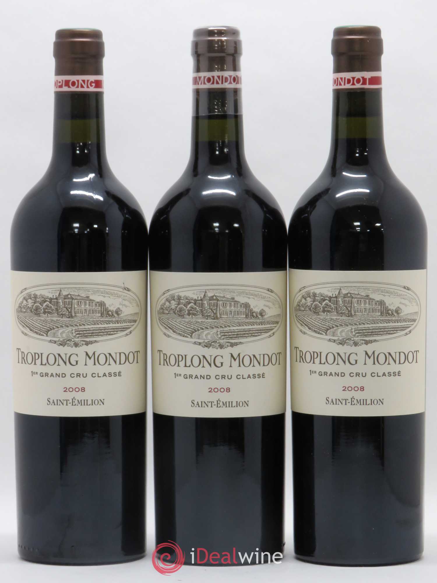 Château Troplong Mondot 1er Grand Cru Classé B 2008 - Lot de 3 bouteilles - 0