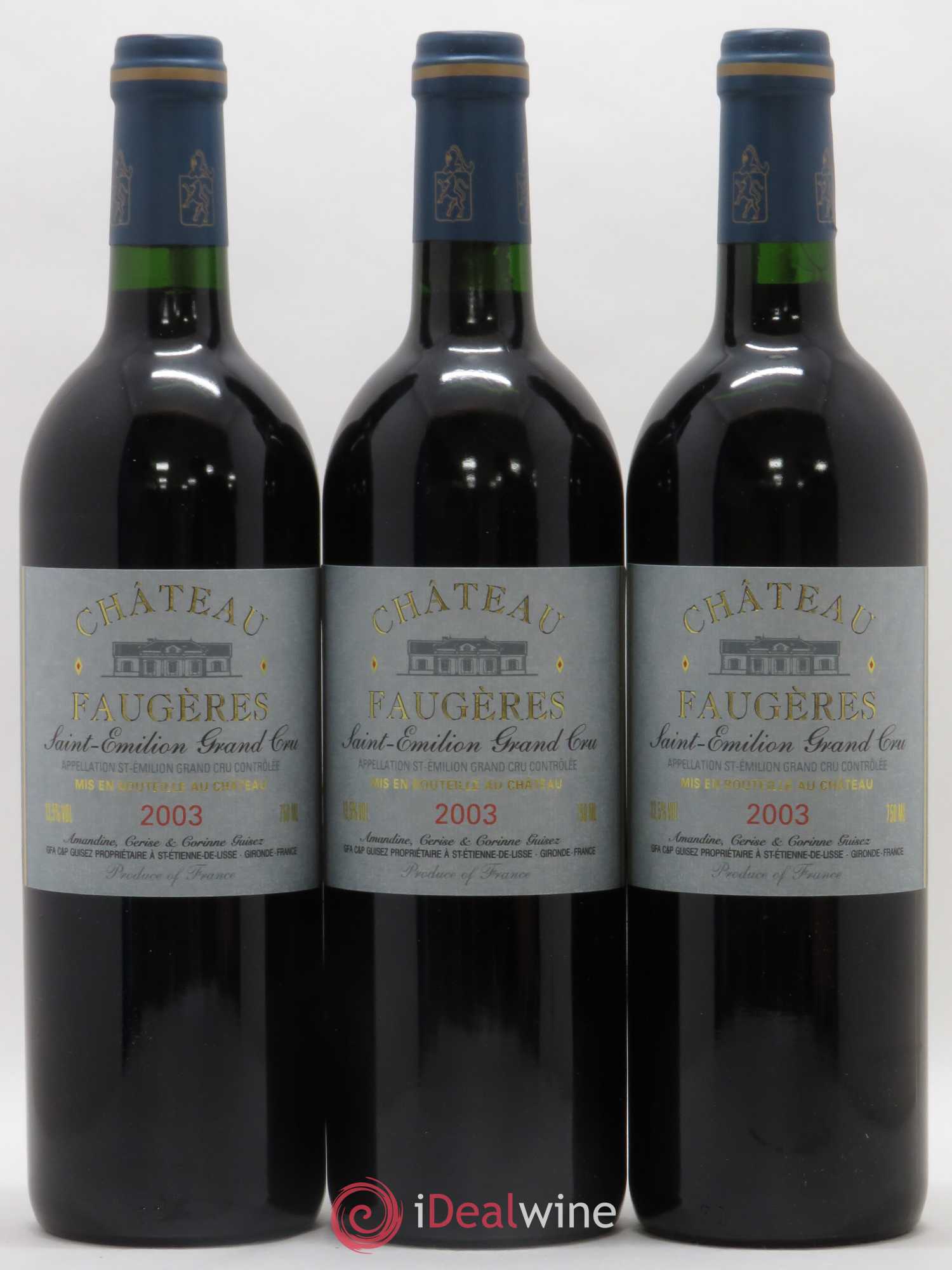 Château Faugères Grand Cru Classé 2003 - Lot de 3 bouteilles - 0