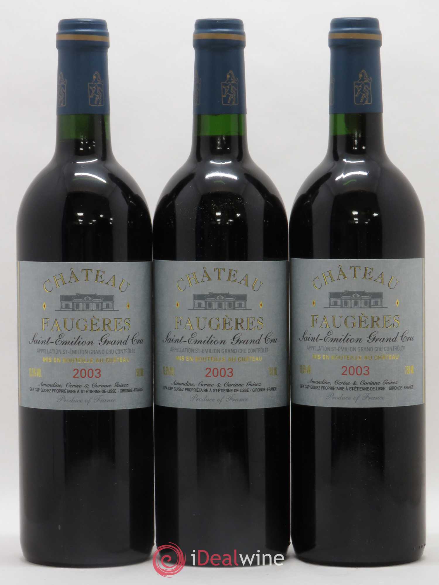Château Faugères Grand Cru Classé 2003 - Lot de 3 bouteilles - 0