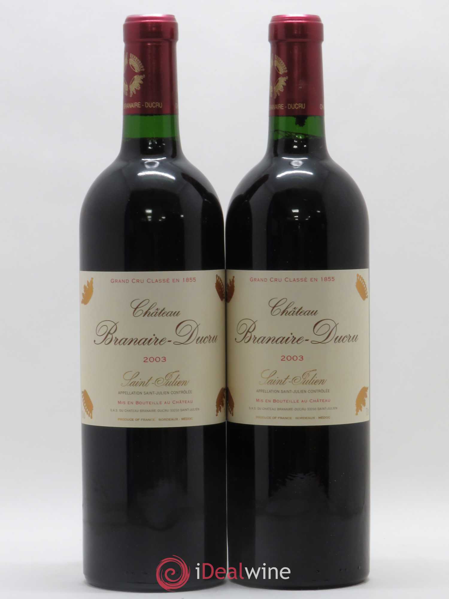 Château Branaire Ducru 4ème Grand Cru Classé 2003 - Lotto di 2 bottiglie - 0