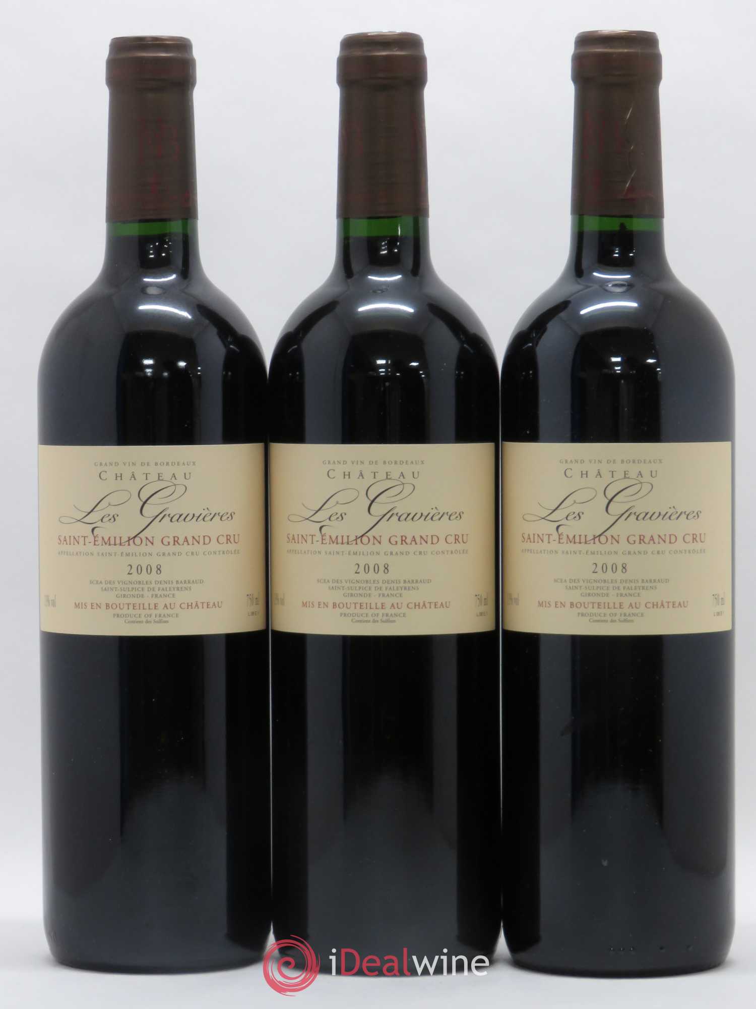 Saint-Émilion Grand Cru Les Gravières 2008 - Lot de 3 bouteilles - 0