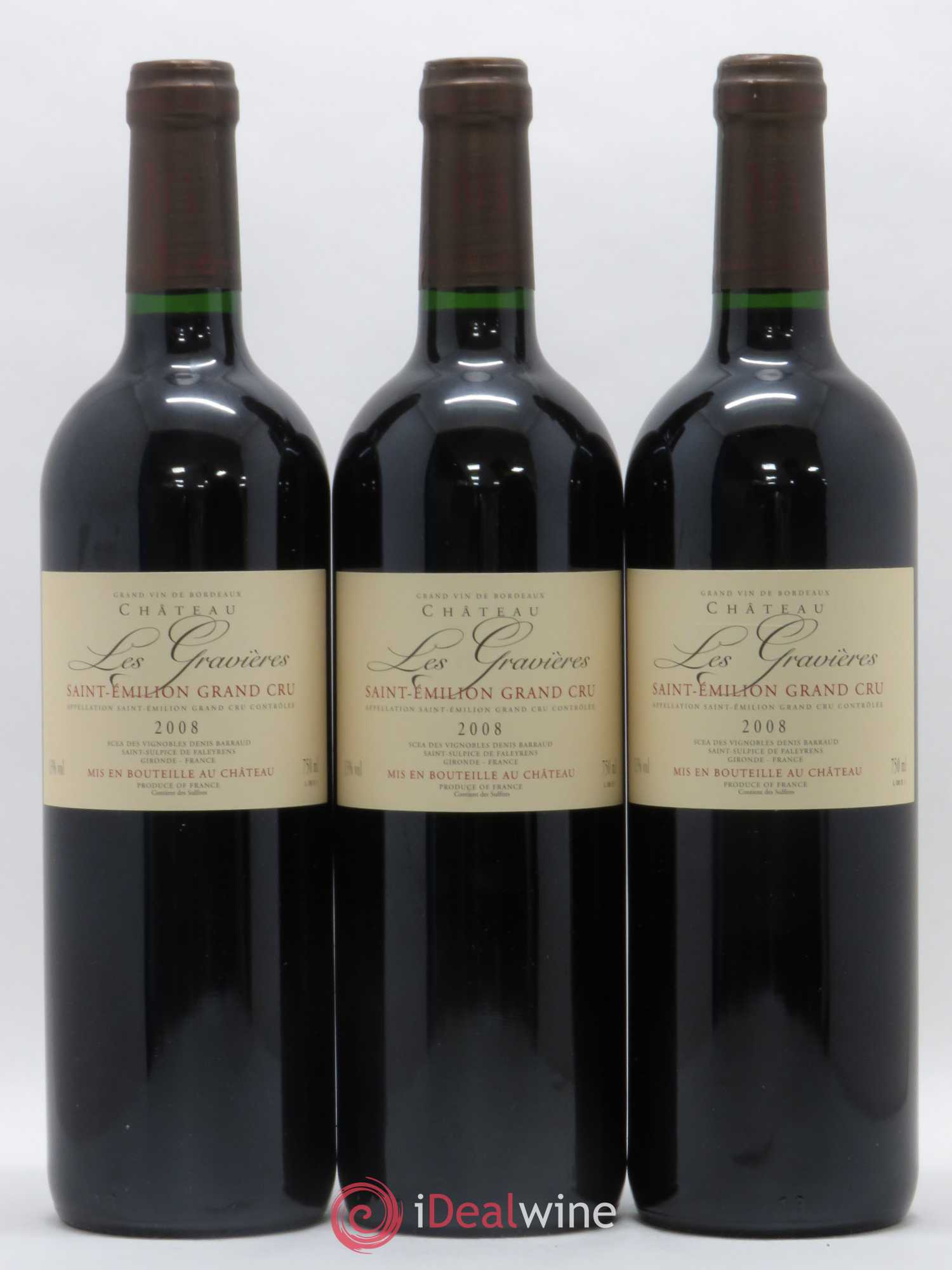 Saint-Émilion Grand Cru Les Gravières 2008 - Lot de 3 bouteilles - 0