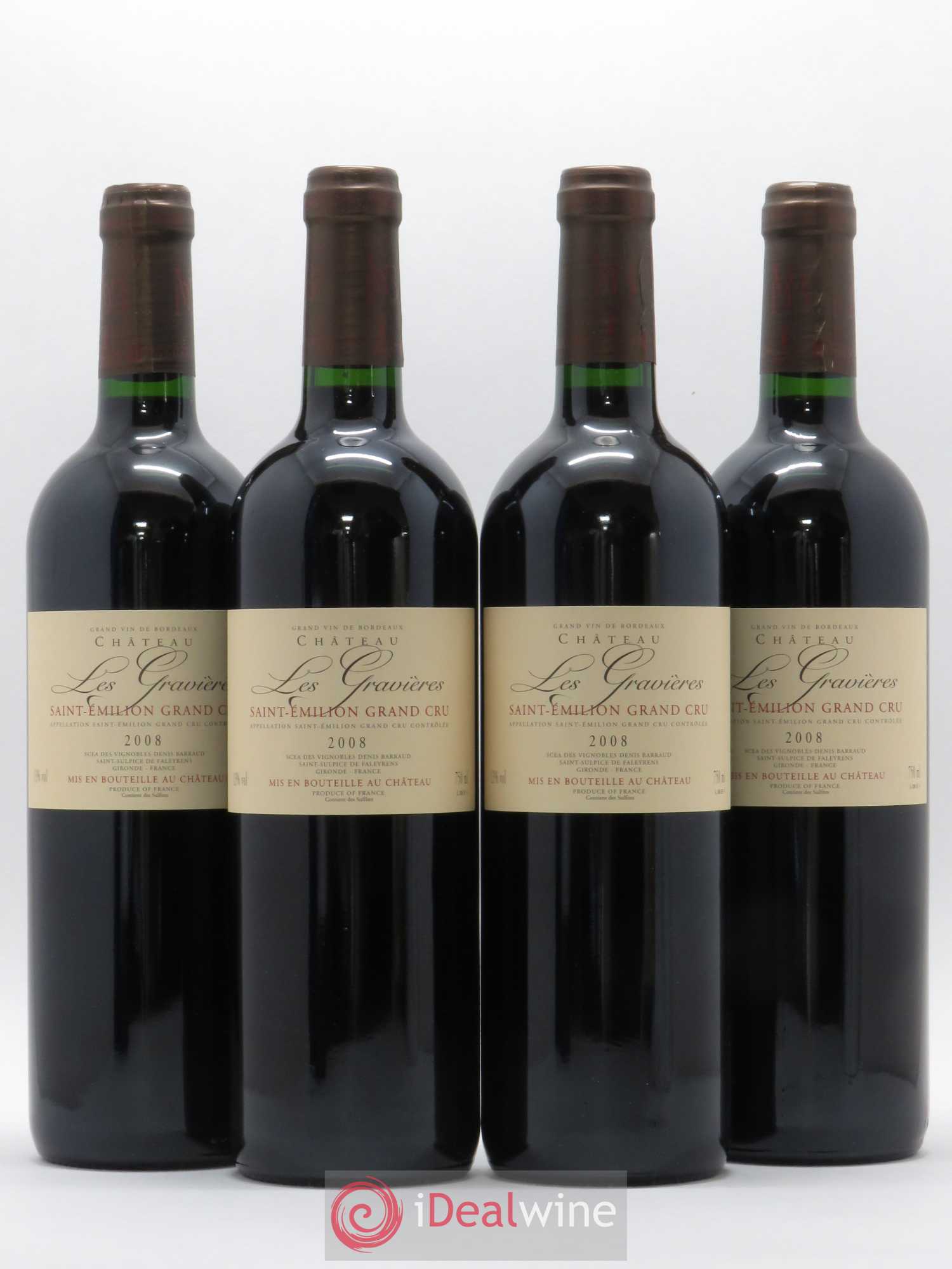 Saint-Émilion Grand Cru Les Gravières 2008 - Lot de 4 bouteilles - 0