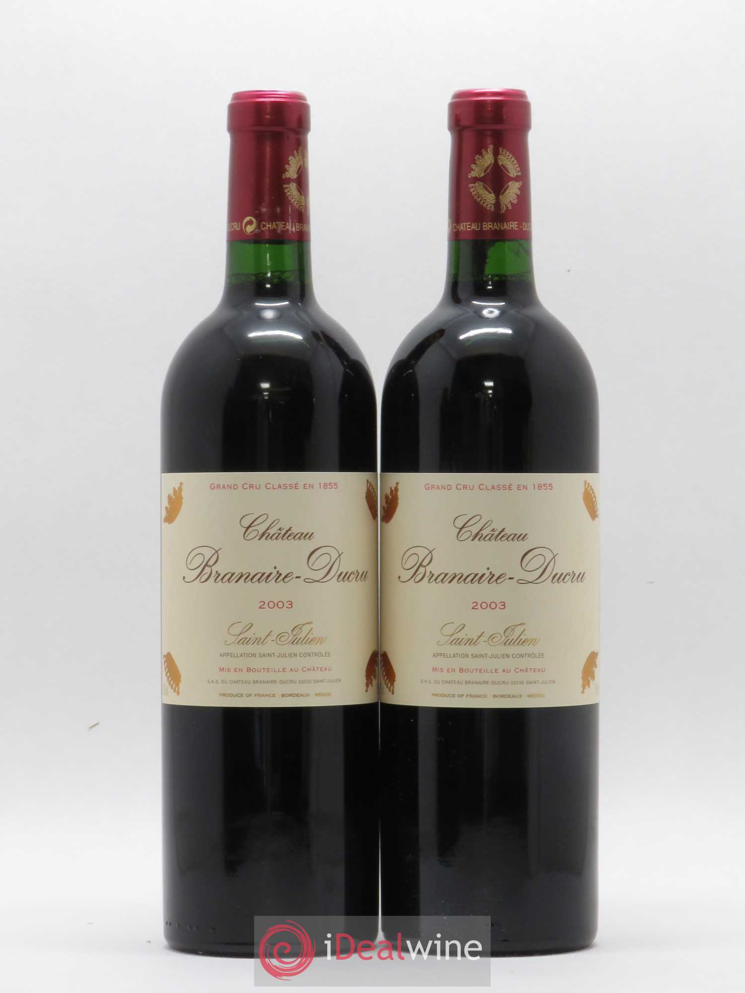 Château Branaire Ducru 4ème Grand Cru Classé 2003 - Lot de 2 bouteilles - 0