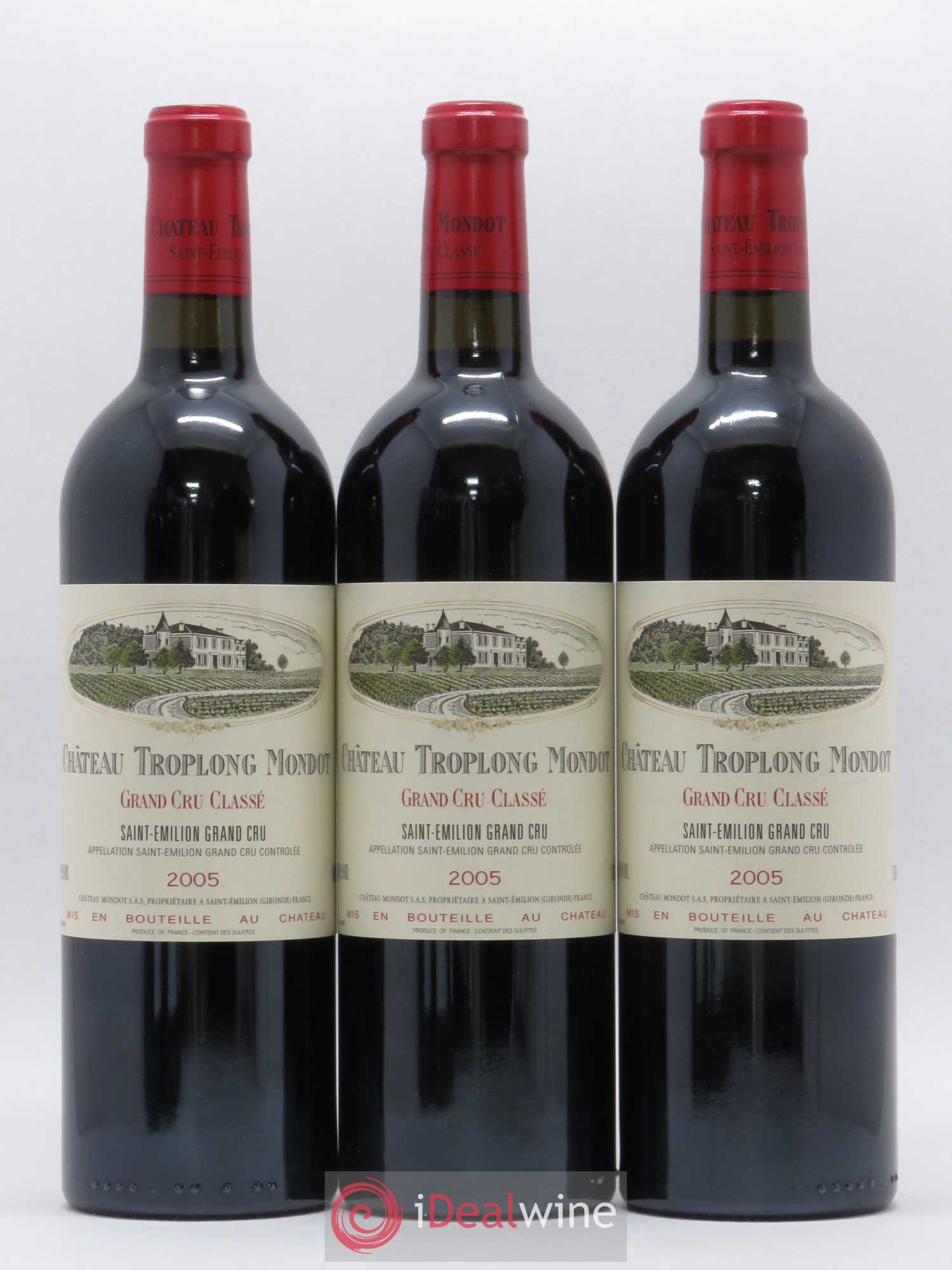 Château Troplong Mondot 1er Grand Cru Classé B 2005 - Lot de 3 bouteilles - 0