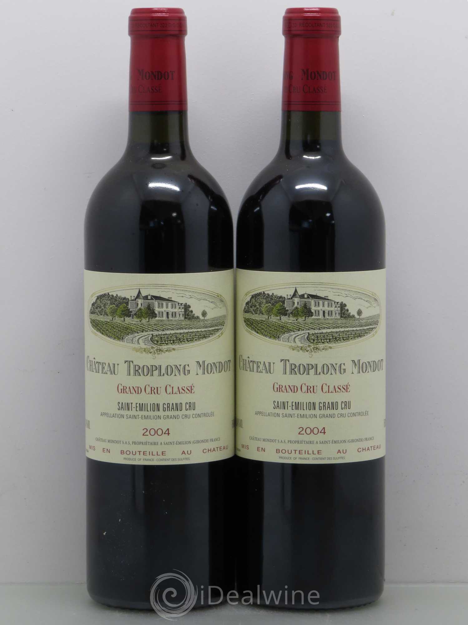 Château Troplong Mondot 1er Grand Cru Classé B 2004 - Lot de 2 bouteilles - 0