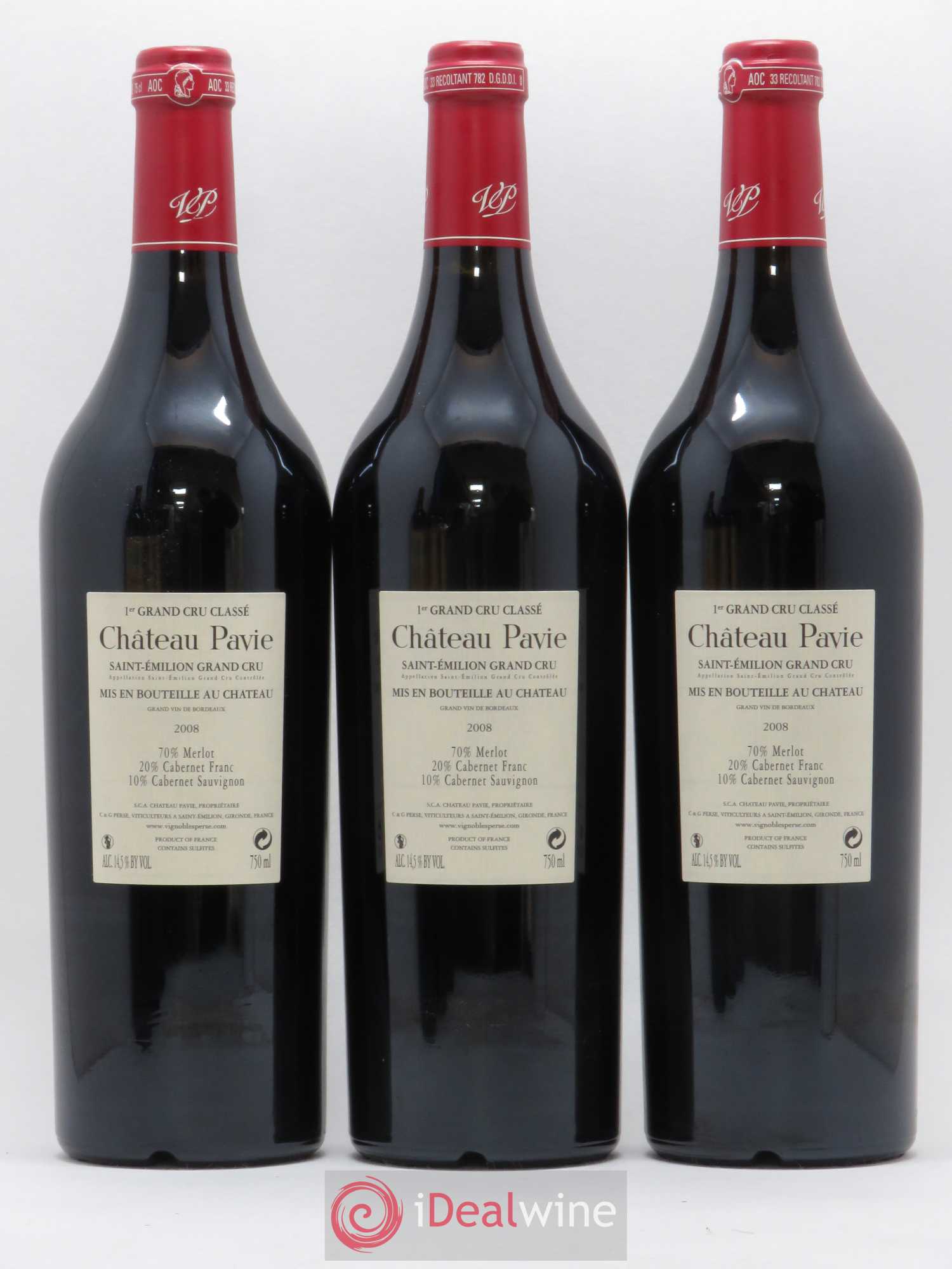 Château Pavie 1er Grand Cru Classé A 2008 - Lot de 3 bouteilles - 1