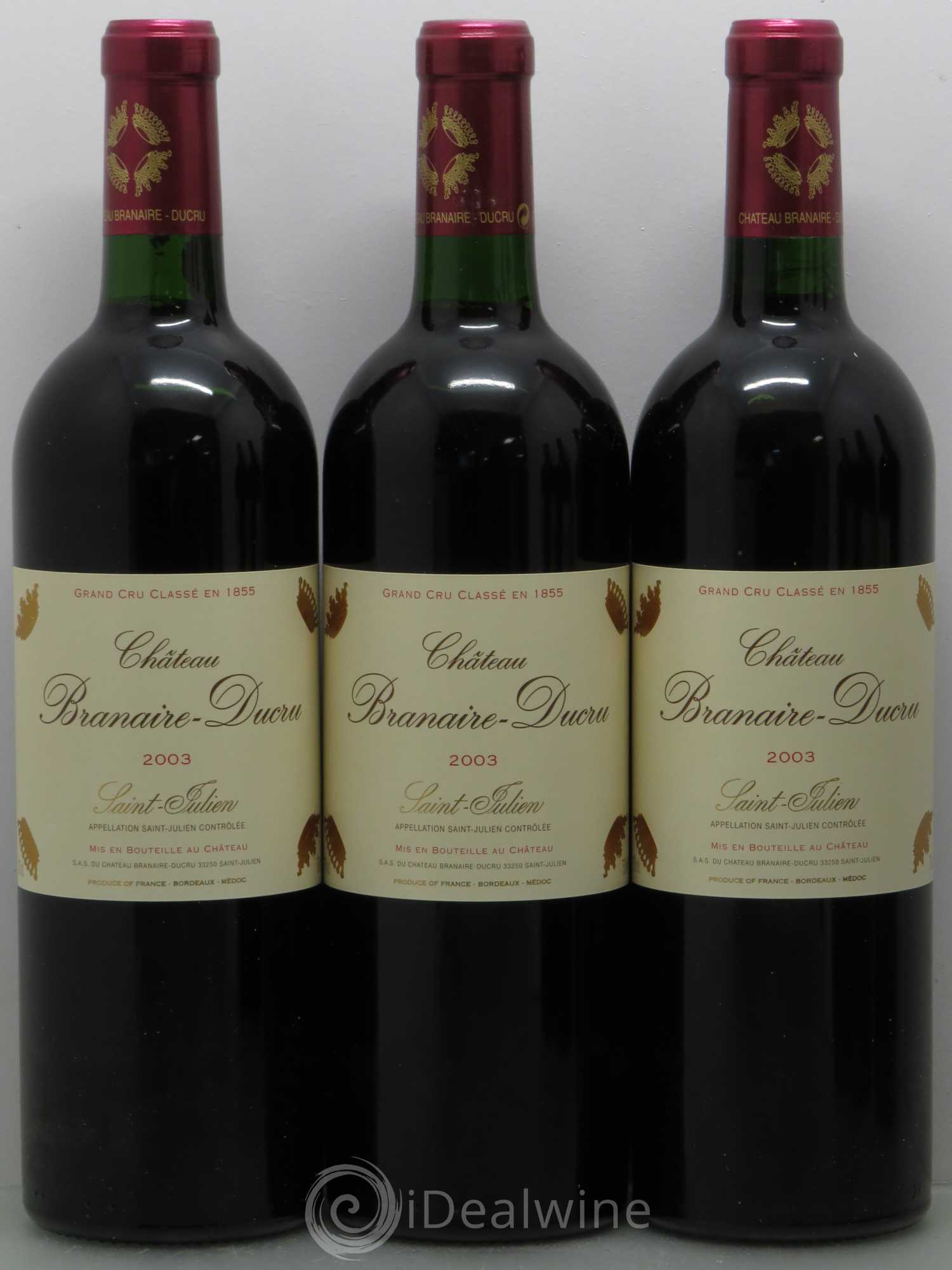 Château Branaire Ducru 4ème Grand Cru Classé 2003 - Lot de 6 bouteilles - 1