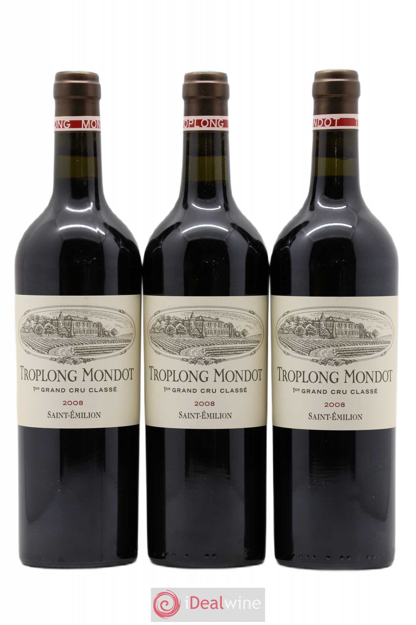 Château Troplong Mondot 1er Grand Cru Classé B 2008 - Lot de 3 bouteilles - 0