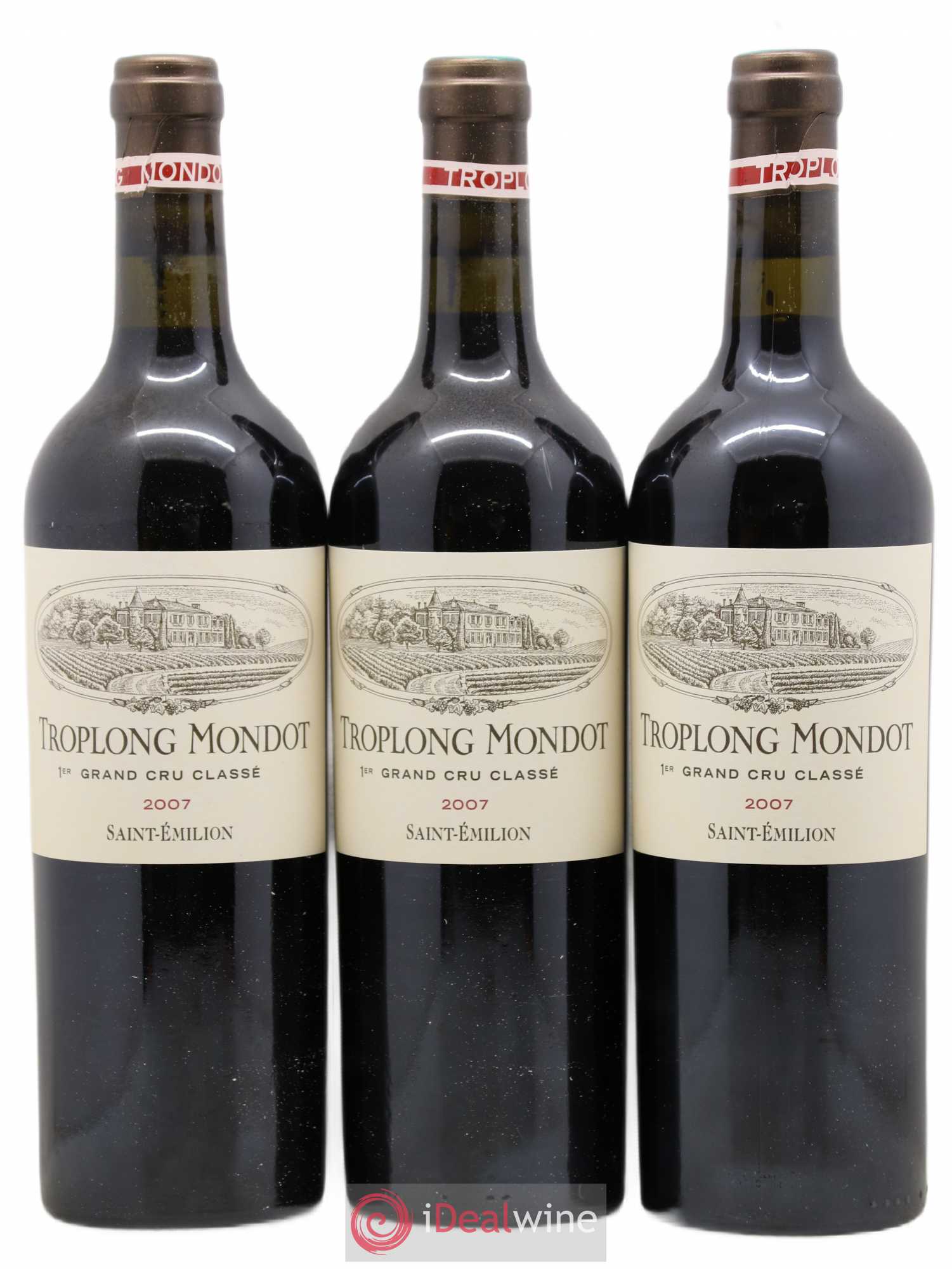 Château Troplong Mondot 1er Grand Cru Classé B 2007 - Lot de 3 bouteilles - 0