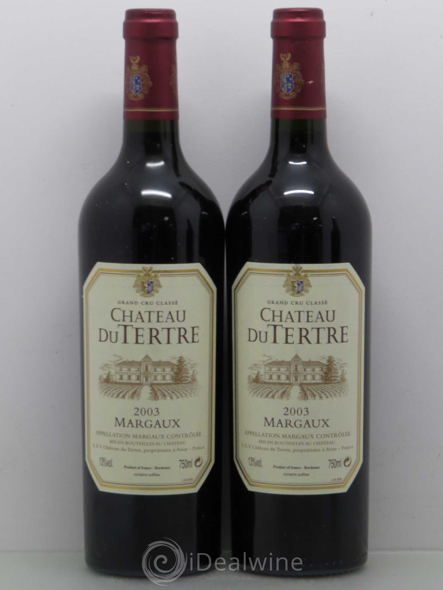 Château du Tertre 5ème Grand Cru Classé 2003 - Lot de 2 bouteilles - 0