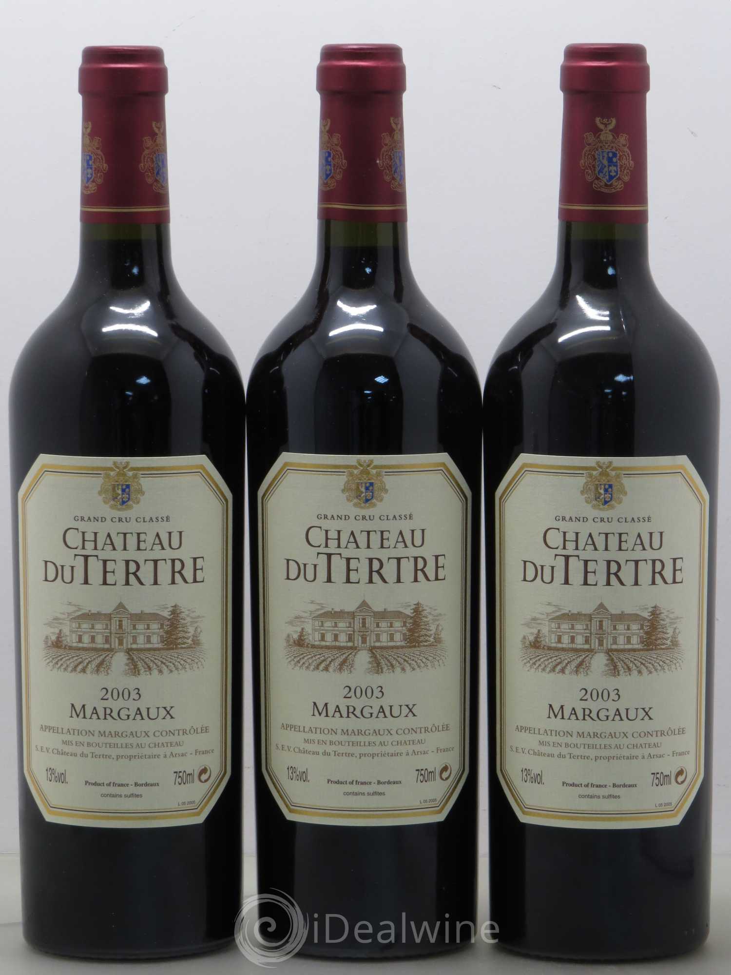 Château du Tertre 5ème Grand Cru Classé 2003 - Lot de 3 bouteilles - 0