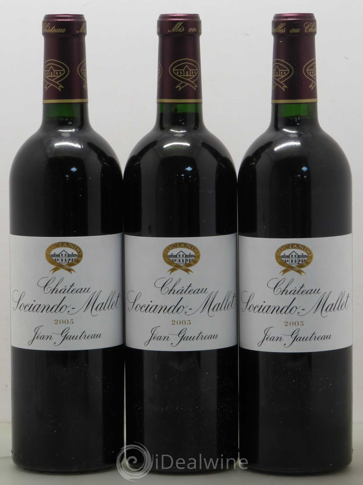Château Sociando Mallet 2003 - Lot de 3 bouteilles - 0