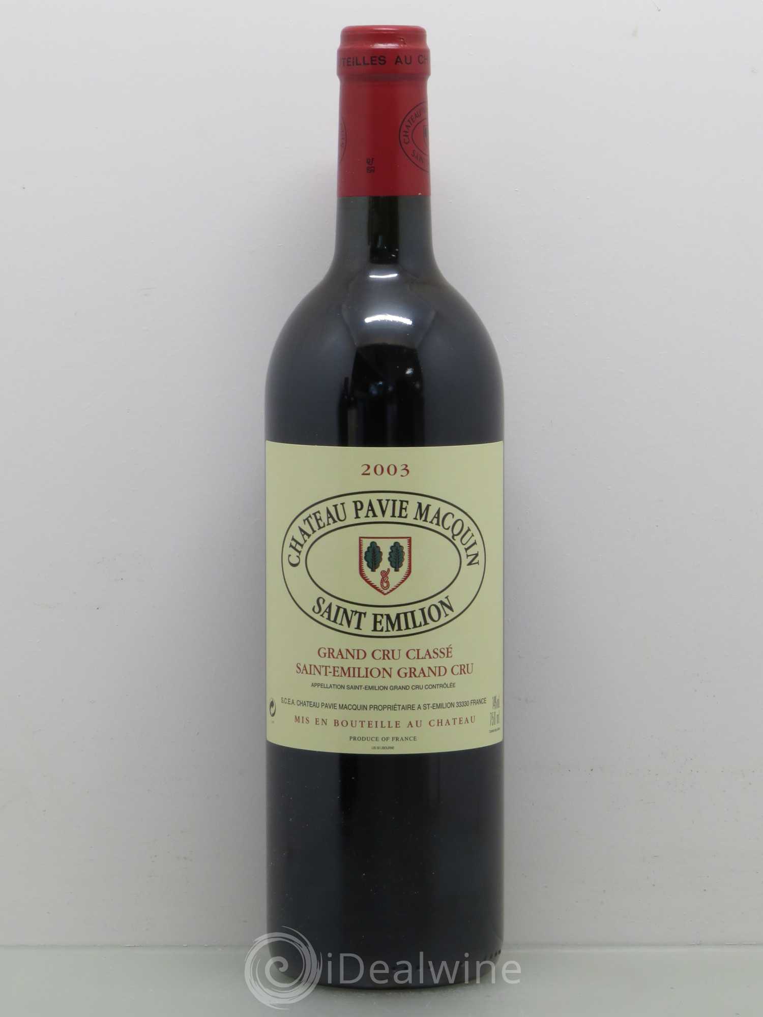 Château Pavie Macquin 1er Grand Cru Classé B 2003 - Lot de 1 bouteille - 0