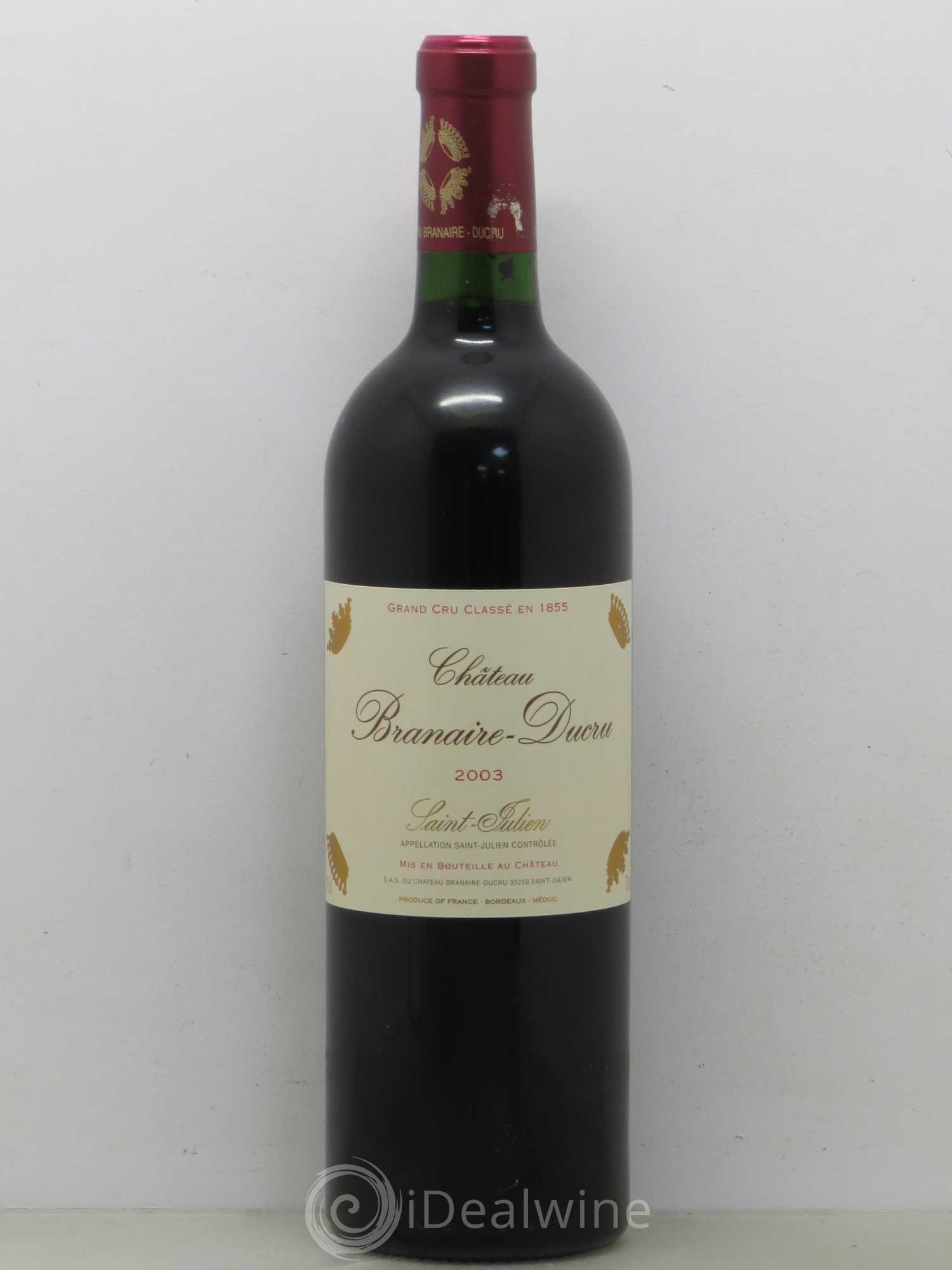 Château Branaire Ducru 4ème Grand Cru Classé 2003 - Lot de 1 bouteille - 0