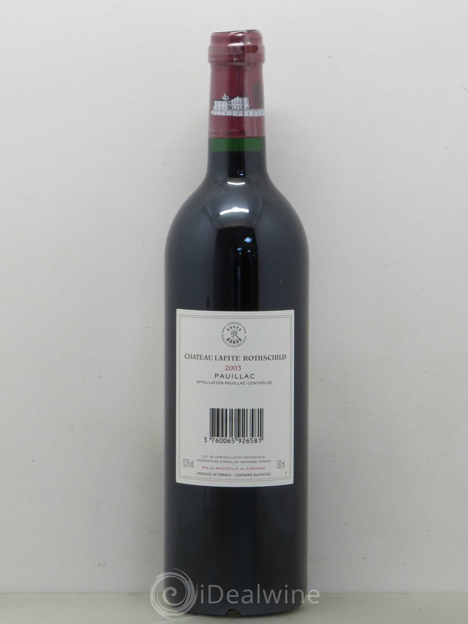 Château Lafite Rothschild 1er Grand Cru Classé 2003 - Lot de 1 bouteille - 1
