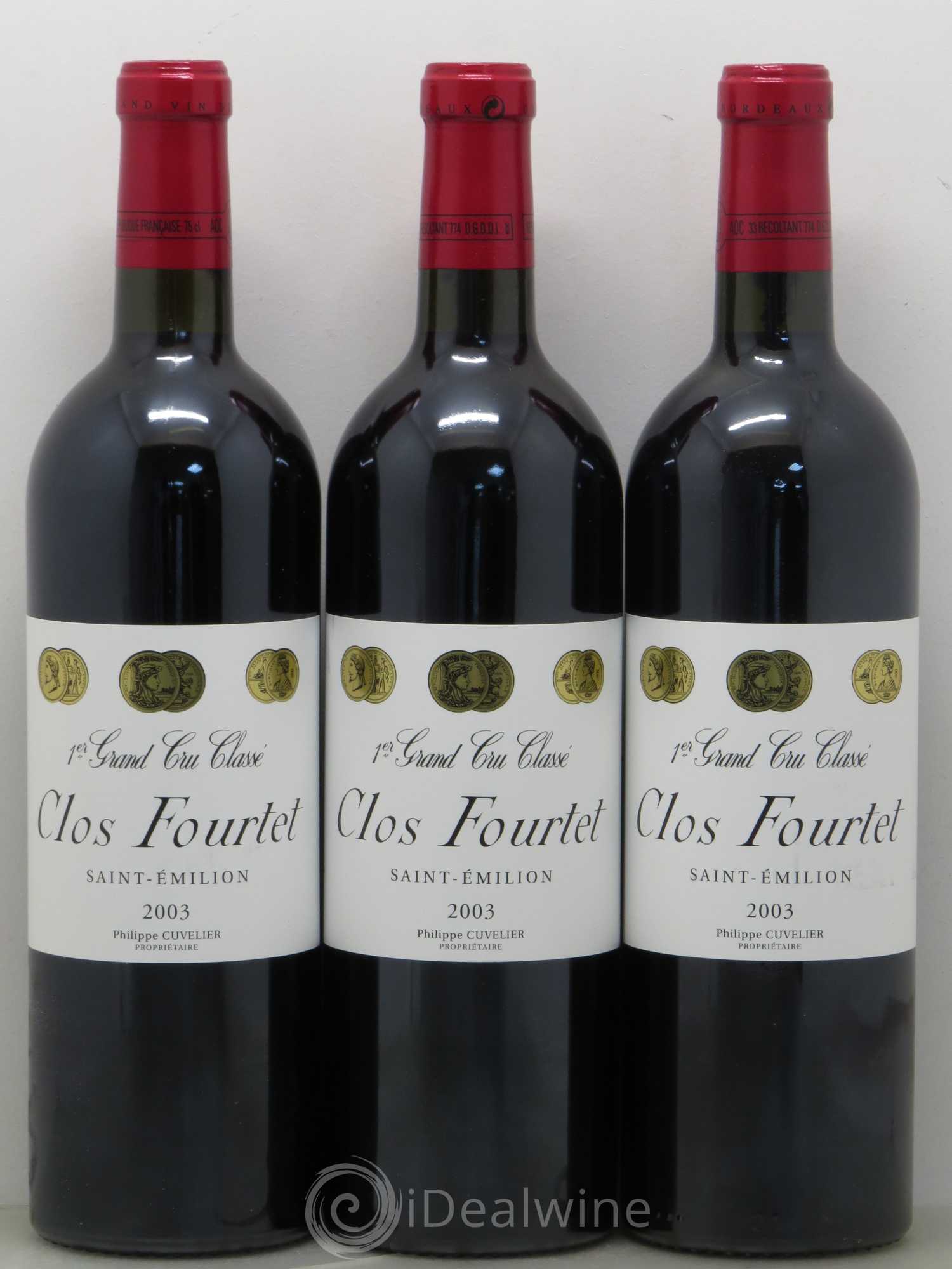 Clos Fourtet 1er Grand Cru Classé B 2003 - Lot de 3 bouteilles - 0