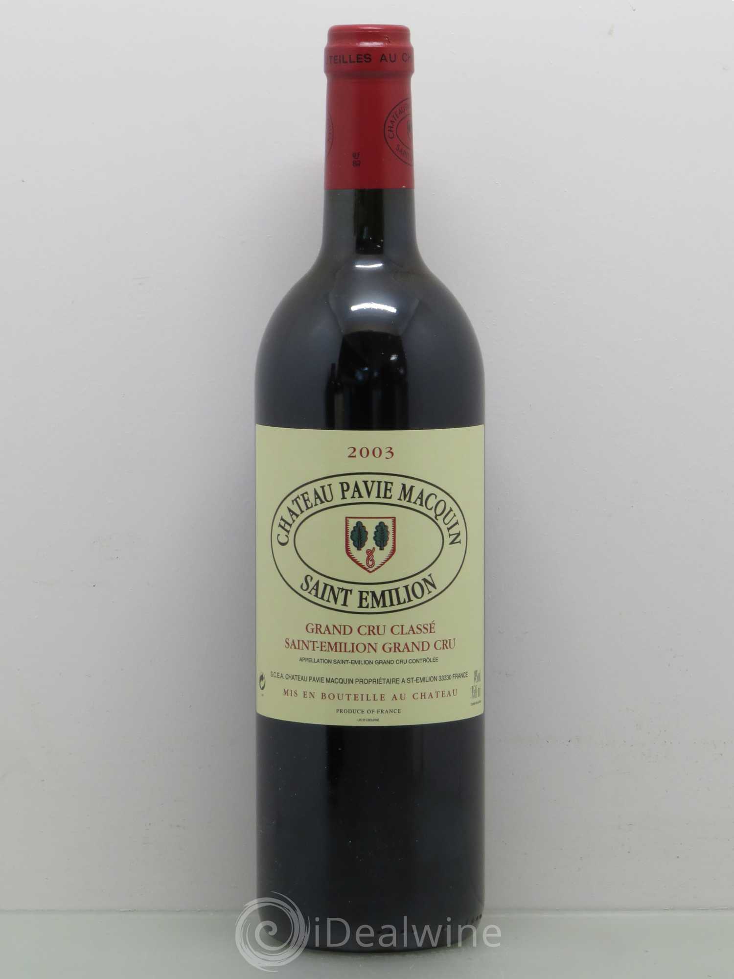 Château Pavie Macquin 1er Grand Cru Classé B 2003 - Lot de 1 bouteille - 0