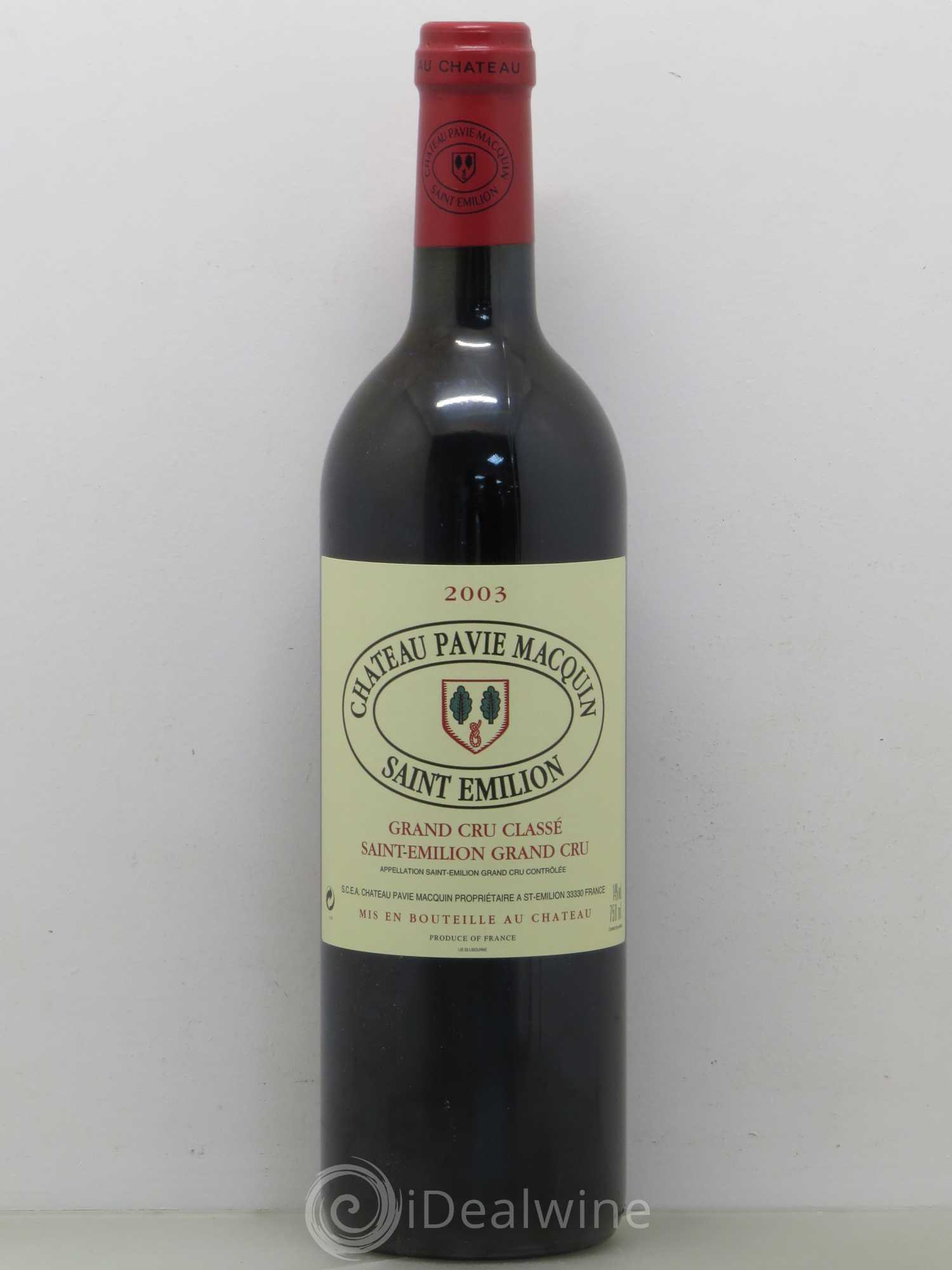 Château Pavie Macquin 1er Grand Cru Classé B 2003 - Lot de 1 bouteille - 0
