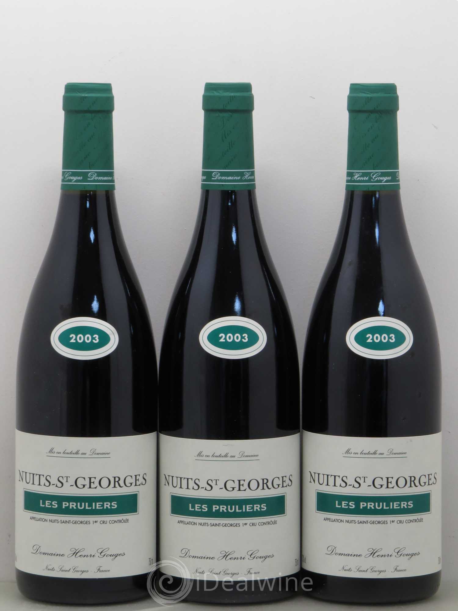 Nuits-Saint-Georges 1er Cru Les Pruliers Henri Gouges 2003 - Lot de 3 bouteilles - 0