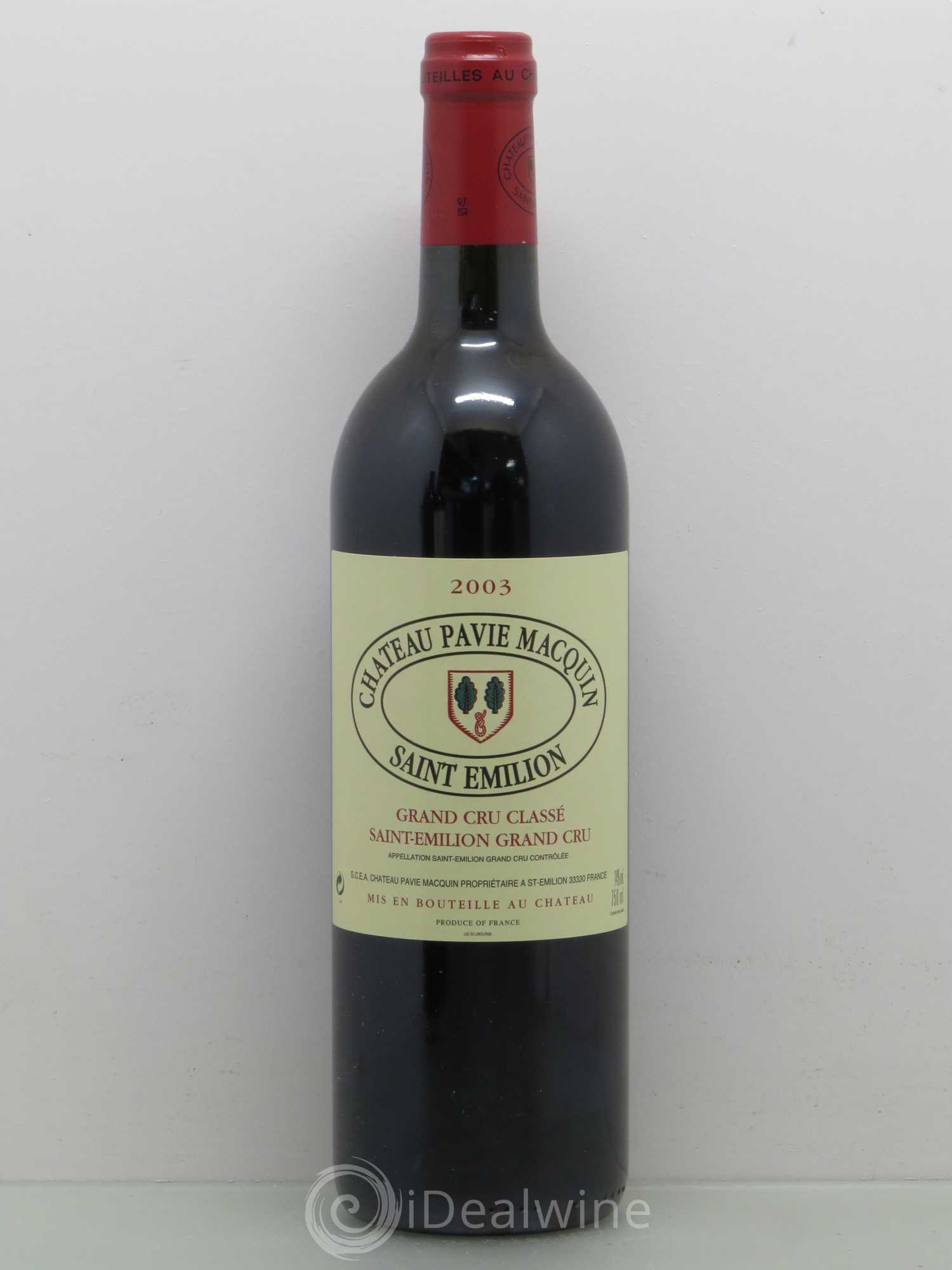 Château Pavie Macquin 1er Grand Cru Classé B 2003 - Lot de 1 bouteille - 0