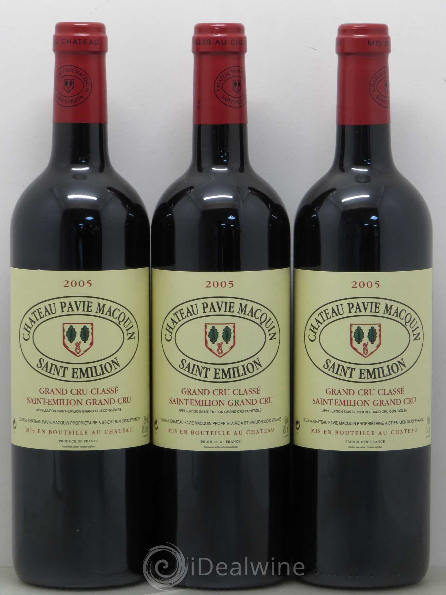 Château Pavie Macquin 1er Grand Cru Classé B 2005 - Lot de 3 bouteilles - 0