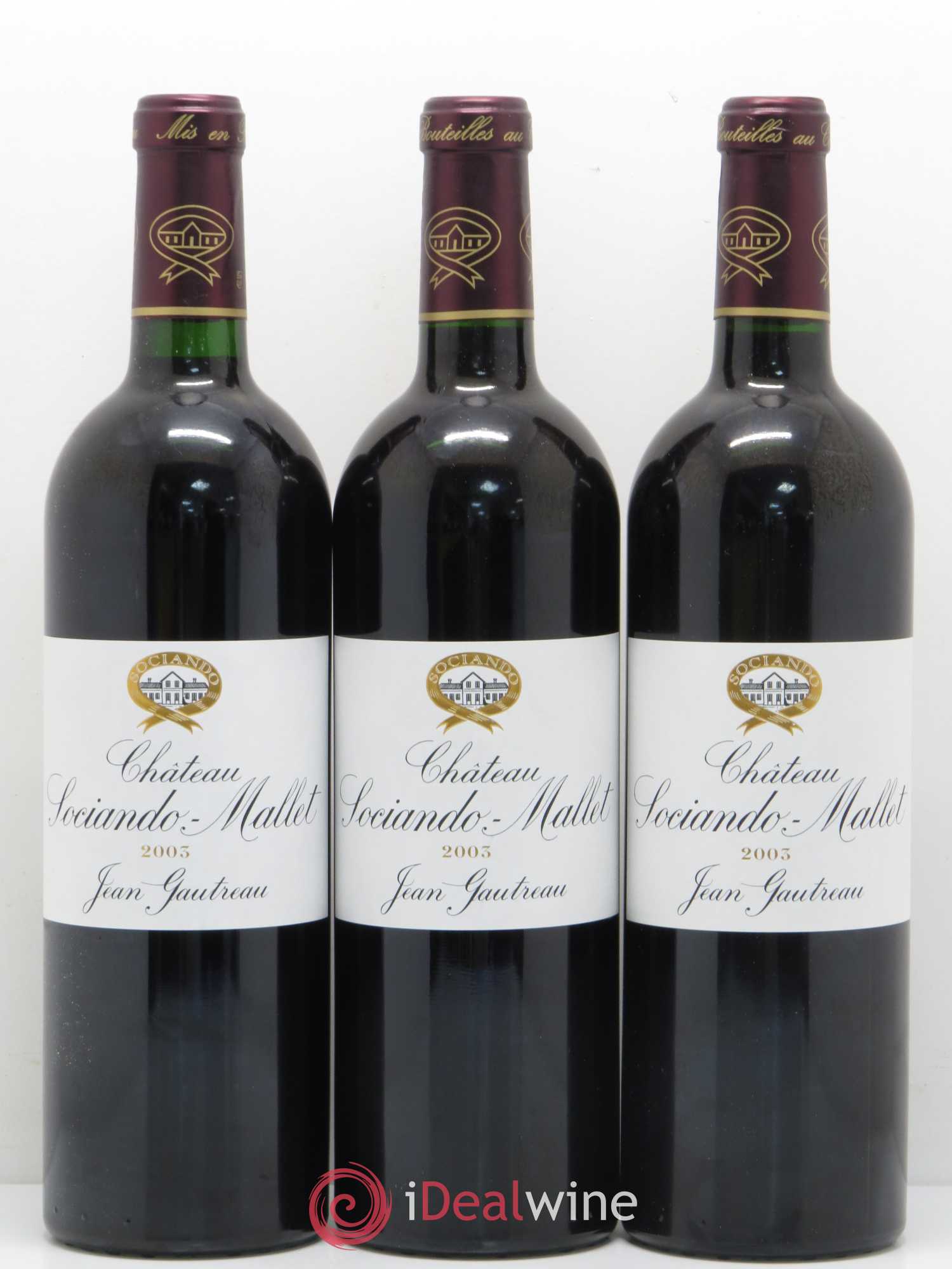 Château Sociando Mallet 2003 - Lot de 3 bouteilles - 0