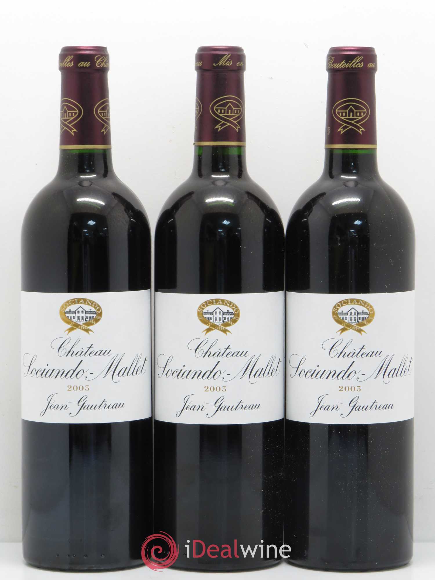 Château Sociando Mallet 2003 - Lot de 3 bouteilles - 0
