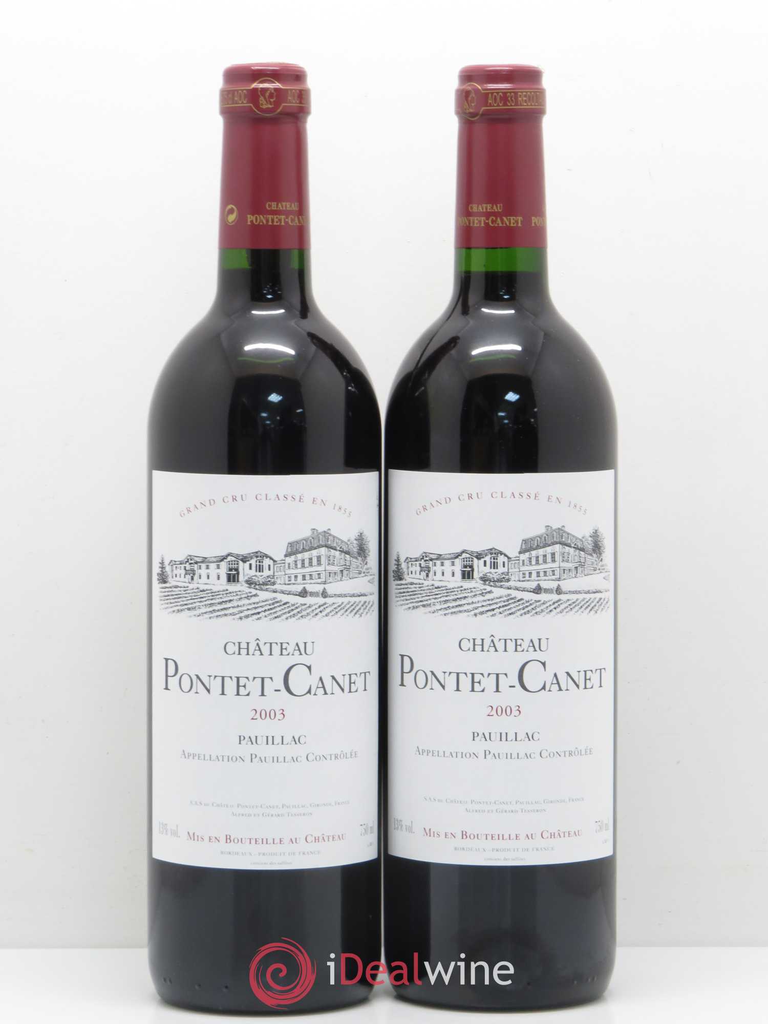 Château Pontet Canet 5ème Grand Cru Classé 2003 - Lot de 2 bouteilles - 0