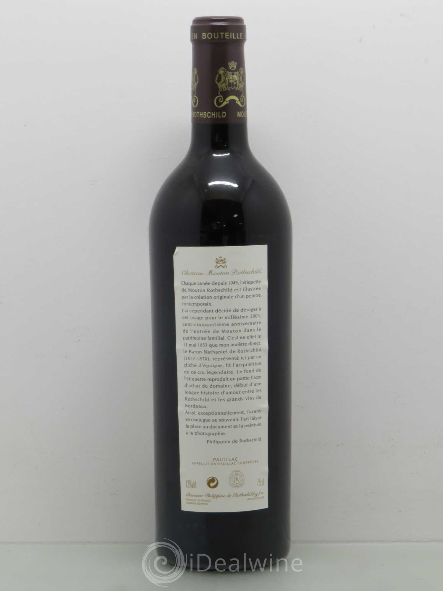 Château Mouton Rothschild 1er Grand Cru Classé 2003 - Lot de 1 bouteille - 1