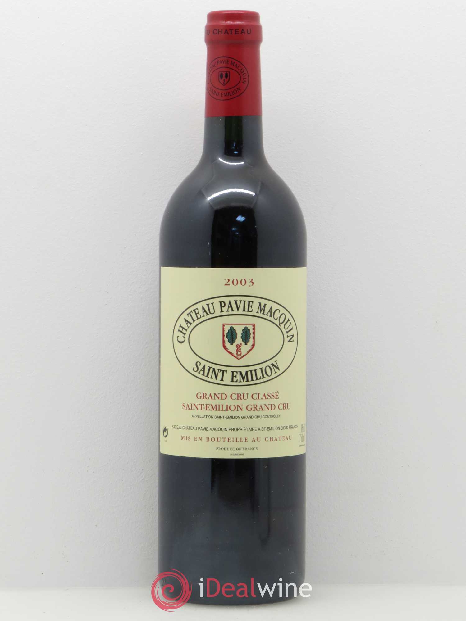 Château Pavie Macquin 1er Grand Cru Classé B 2003 - Lot de 1 bouteille - 0