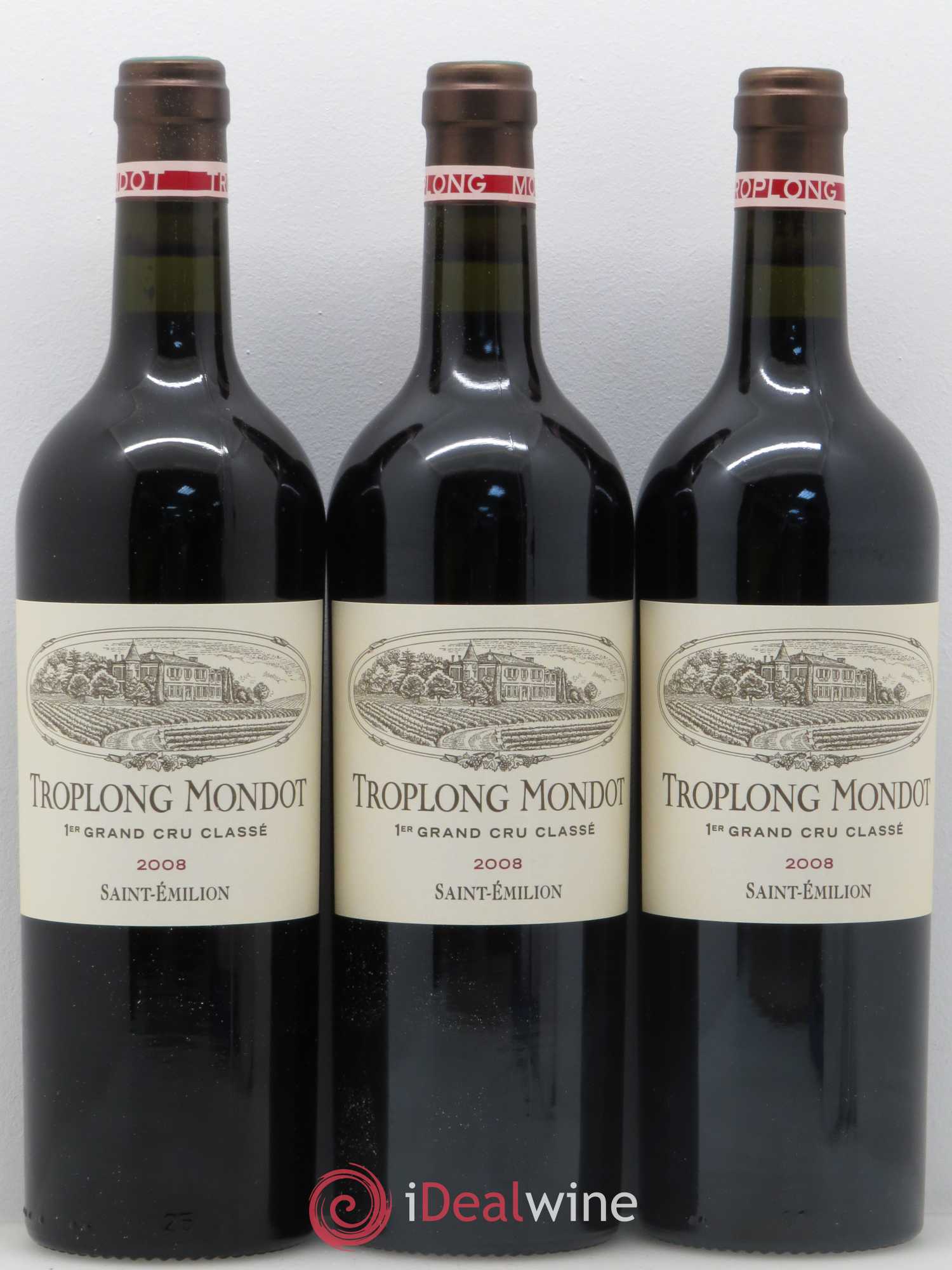 Château Troplong Mondot 1er Grand Cru Classé B 2008 - Lot de 3 bouteilles - 0