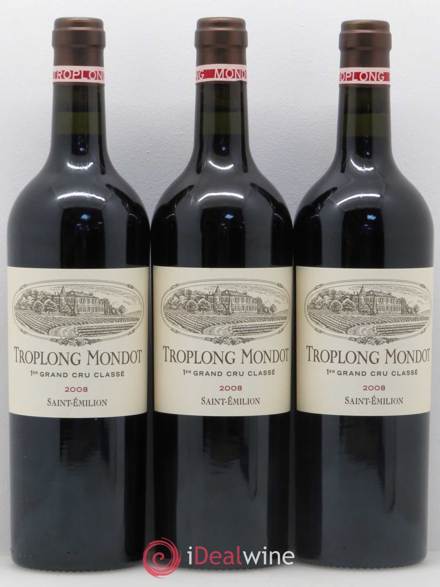 Château Troplong Mondot 1er Grand Cru Classé B 2008 - Lot de 3 bouteilles - 0