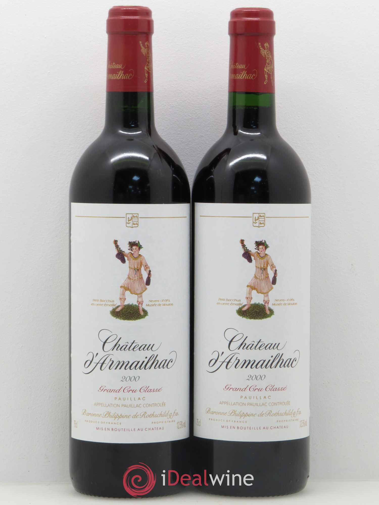 Château d' Armailhac - Mouton Baron(ne) Philippe 5ème Grand Cru Classé 2000 - Lot de 2 bouteilles - 0