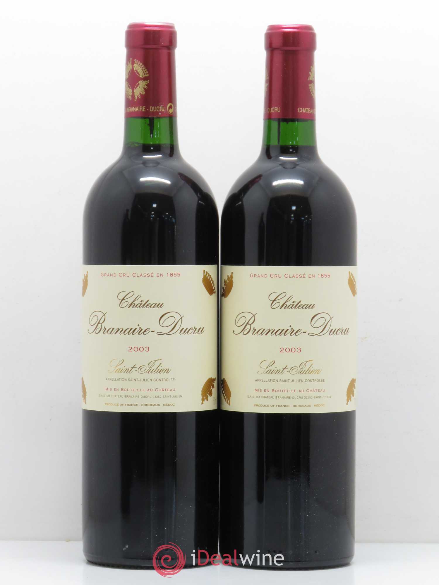 Château Branaire Ducru 4ème Grand Cru Classé 2003 - Lot de 2 bouteilles - 0