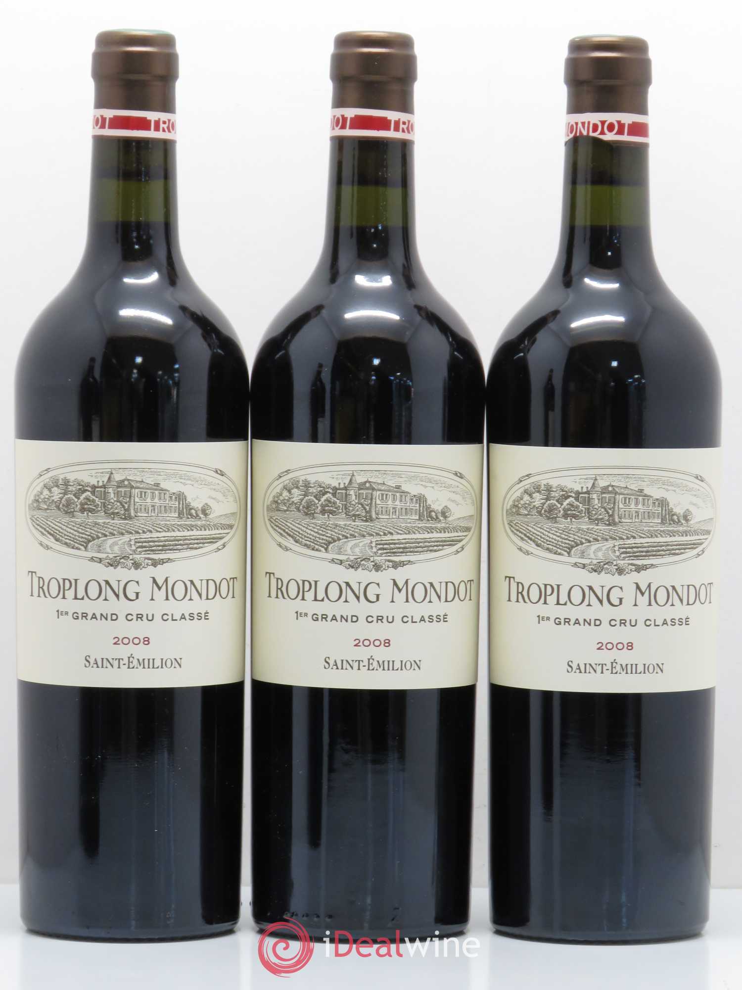 Château Troplong Mondot 1er Grand Cru Classé B 2008 - Lot de 3 bouteilles - 0