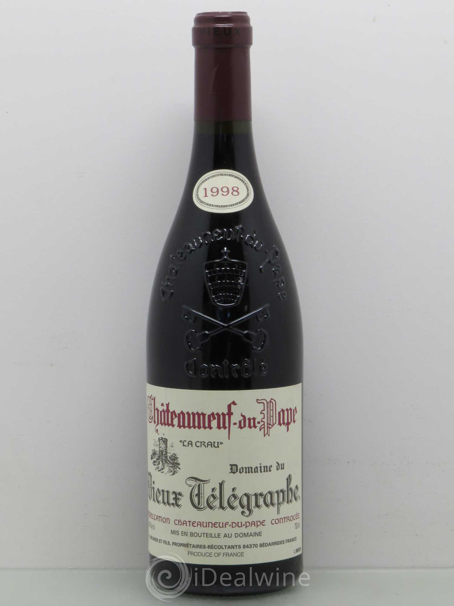 Châteauneuf-du-Pape Vieux Télégraphe (Domaine du) Vignobles Brunier 1998 - Lot de 1 bouteille - 0